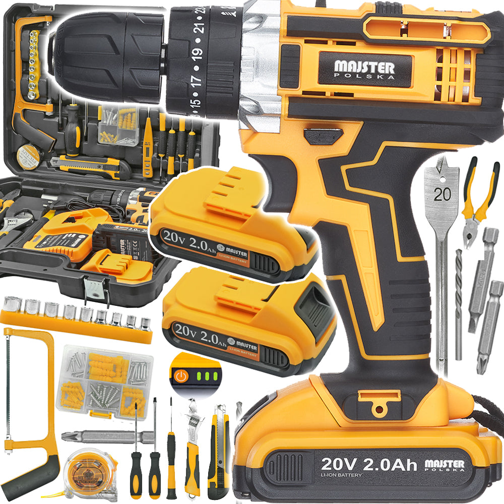 IMPACT Drill Cordless Screwdriver SUITCASE 2xAKU 20V BITS MP0424 LTK