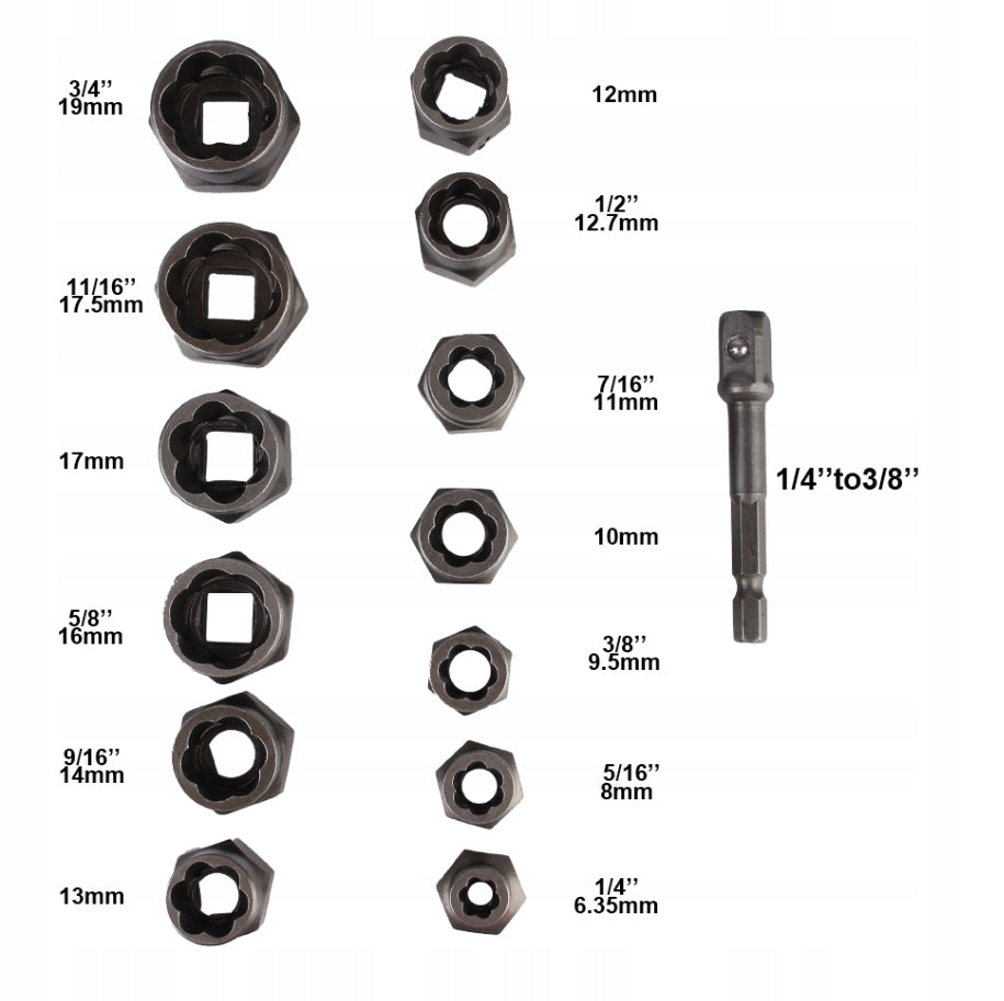 IMPACT SCREW AND NUT REMOVAL KIT 14 PCS SCREWDRIVER PULLERS Brand Zaxer