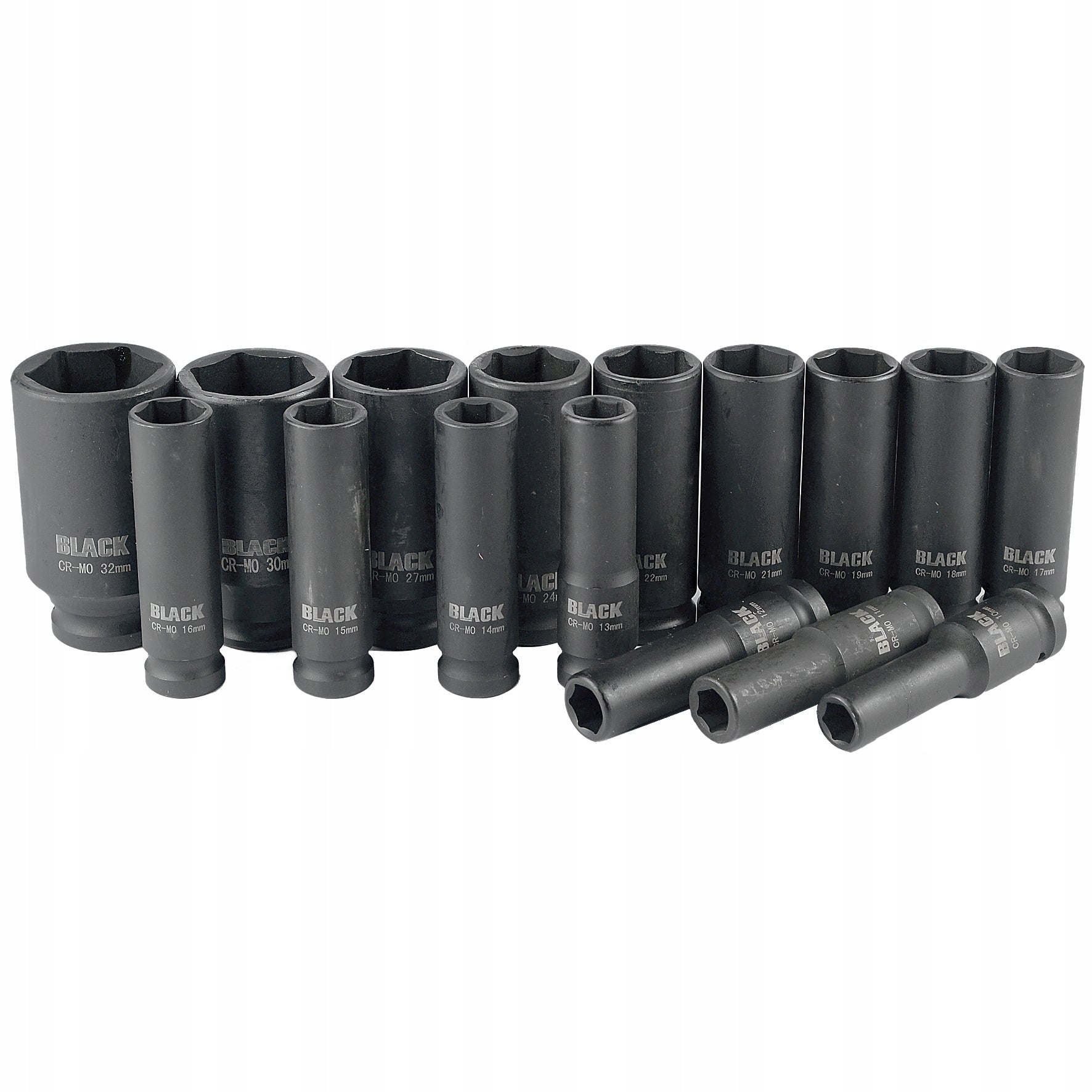 IMPACT SOCKET SET 1/2" 16 ELEMENTS 10-32MM CASE BLACK 13302 CRV Mounting 1/2"