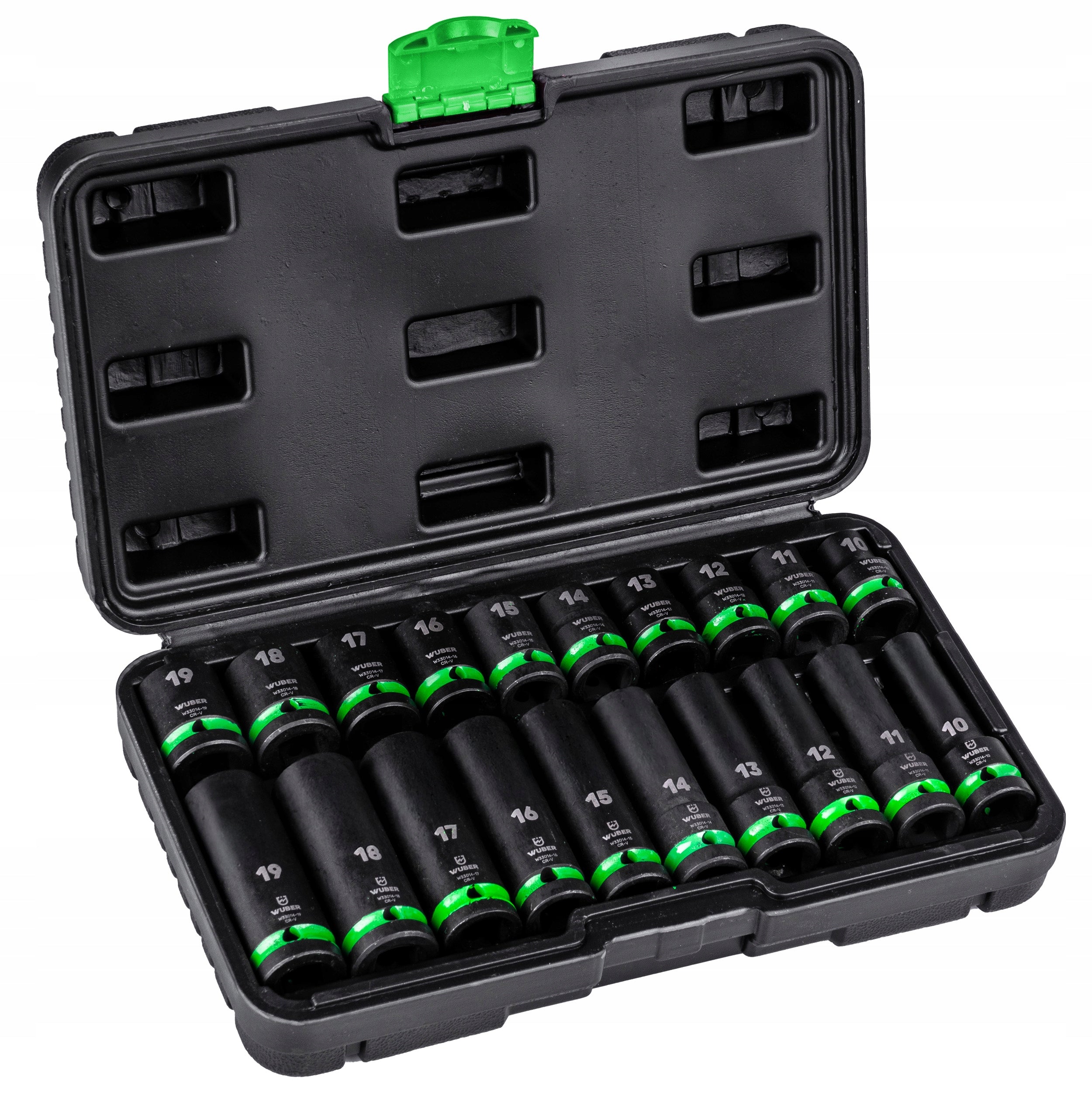 IMPACT SOCKET SET 20 PCS 1/2" 6-ANGLE LONG SHORT 10-19MM WUBER EAN (GTIN) 5905873300965
