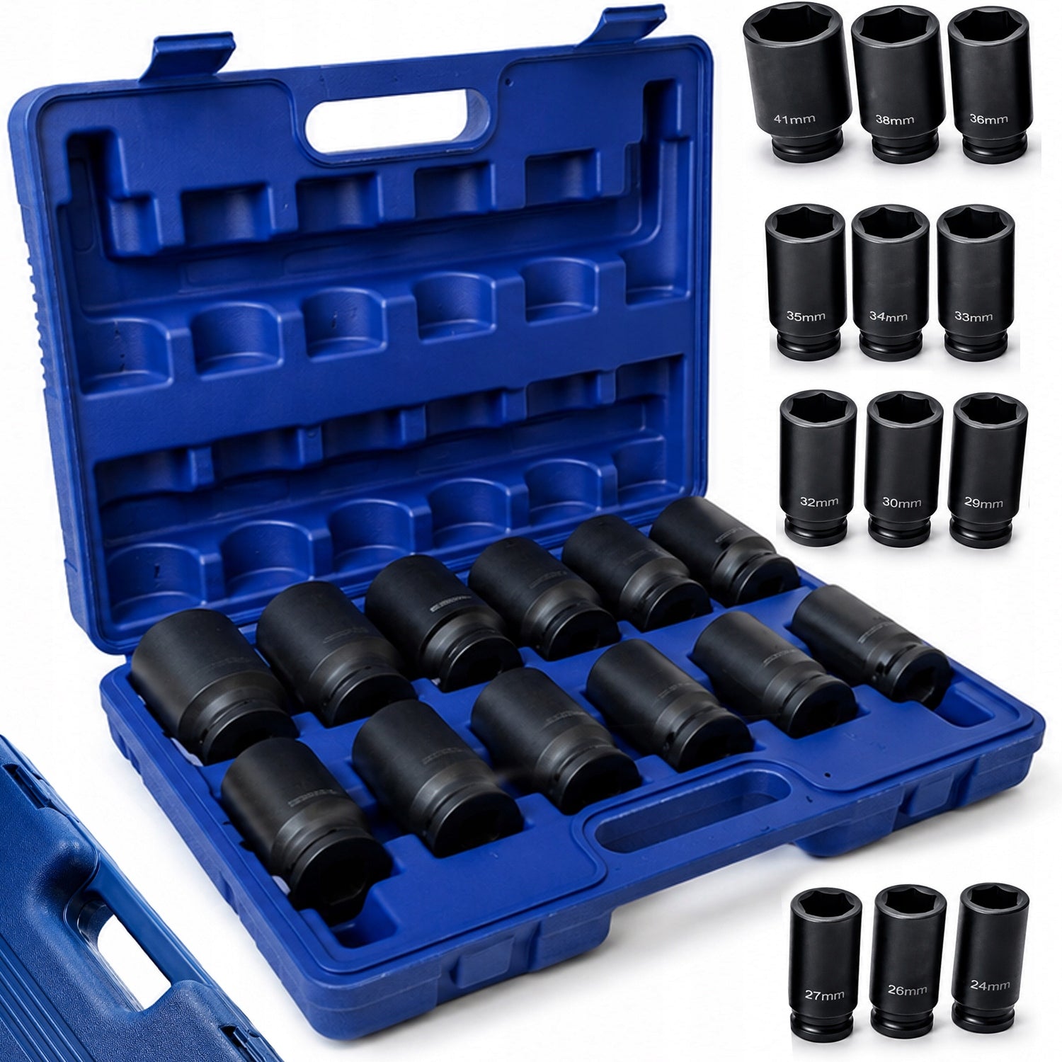 IMPACT SOCKET SET 24-41 MM IMPACT SOCKETS 3/4 Cr-V SOCKET WRENCHES