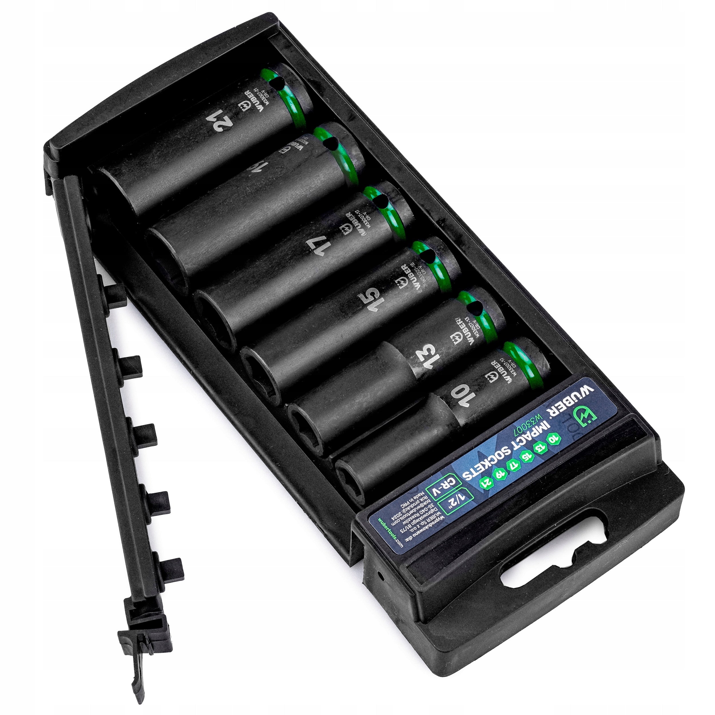 IMPACT SOCKET SET 6 PCS 1/2" 6-ANGLE LONG CAPS 10-21MM WUBER Brand Wuber