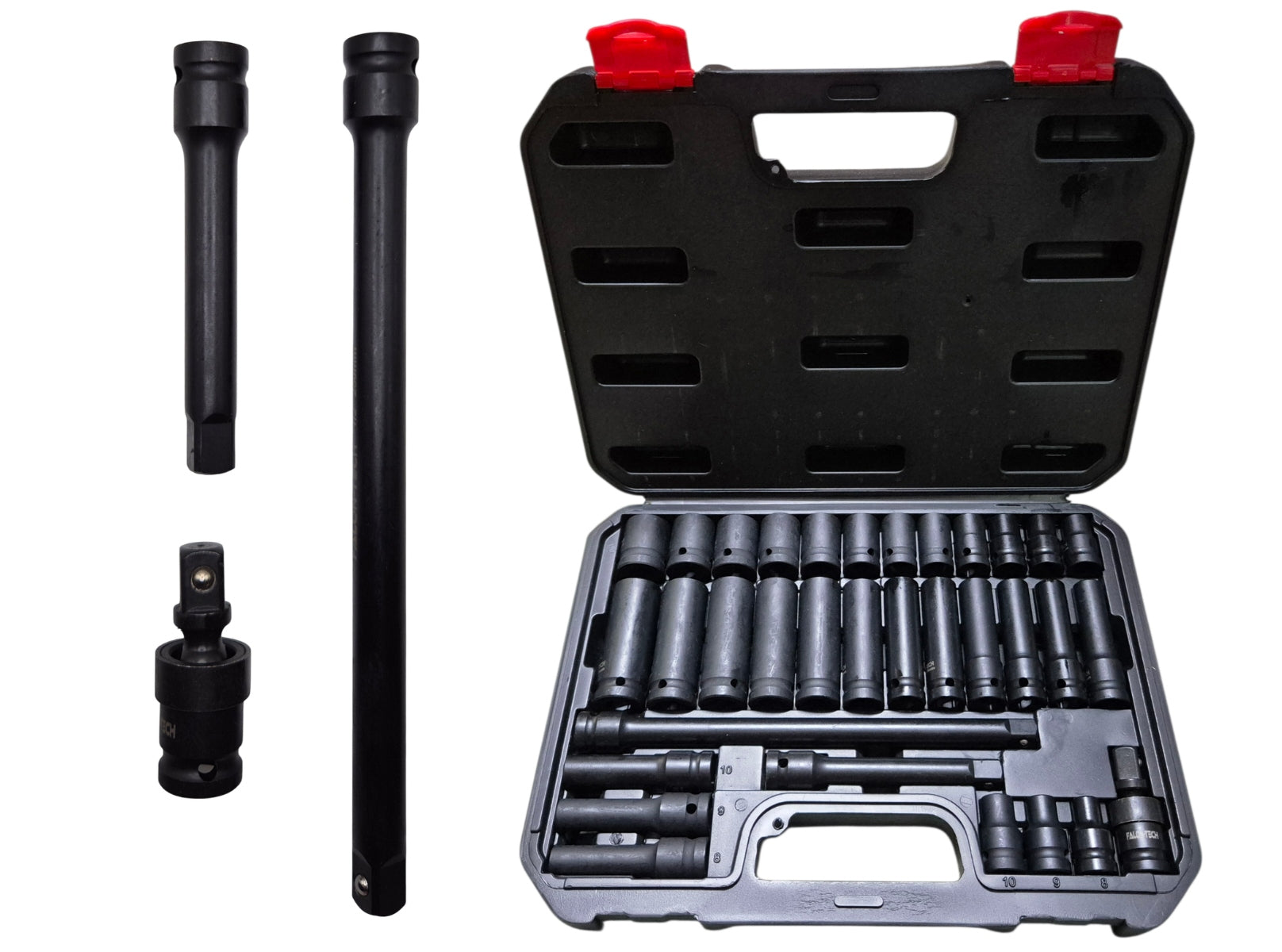 IMPACT SOCKET SET 8-22mm 1/2" IMPACT SOCKETS LONG SHORT 33 pcs.