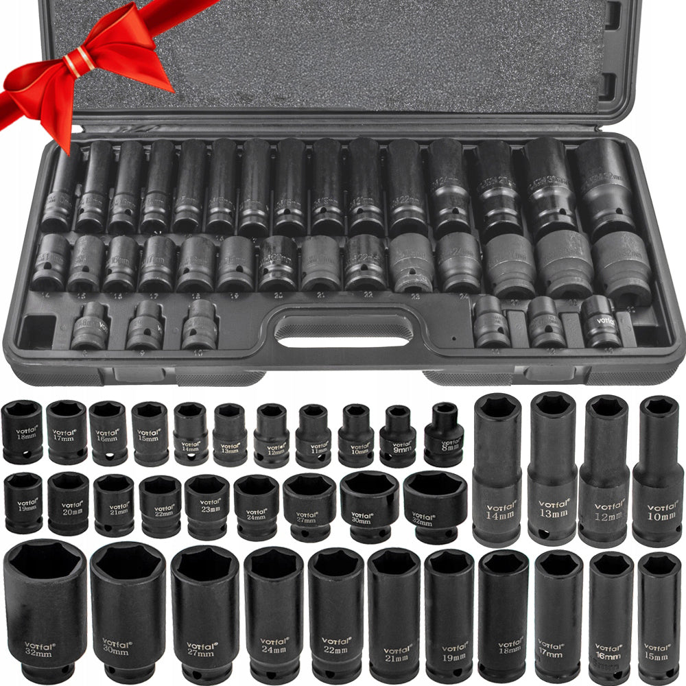 IMPACT SOCKET SET 8-32 IMPACT SOCKETS 1/2 STROKE 35 el SUITCASE Cr-Mo