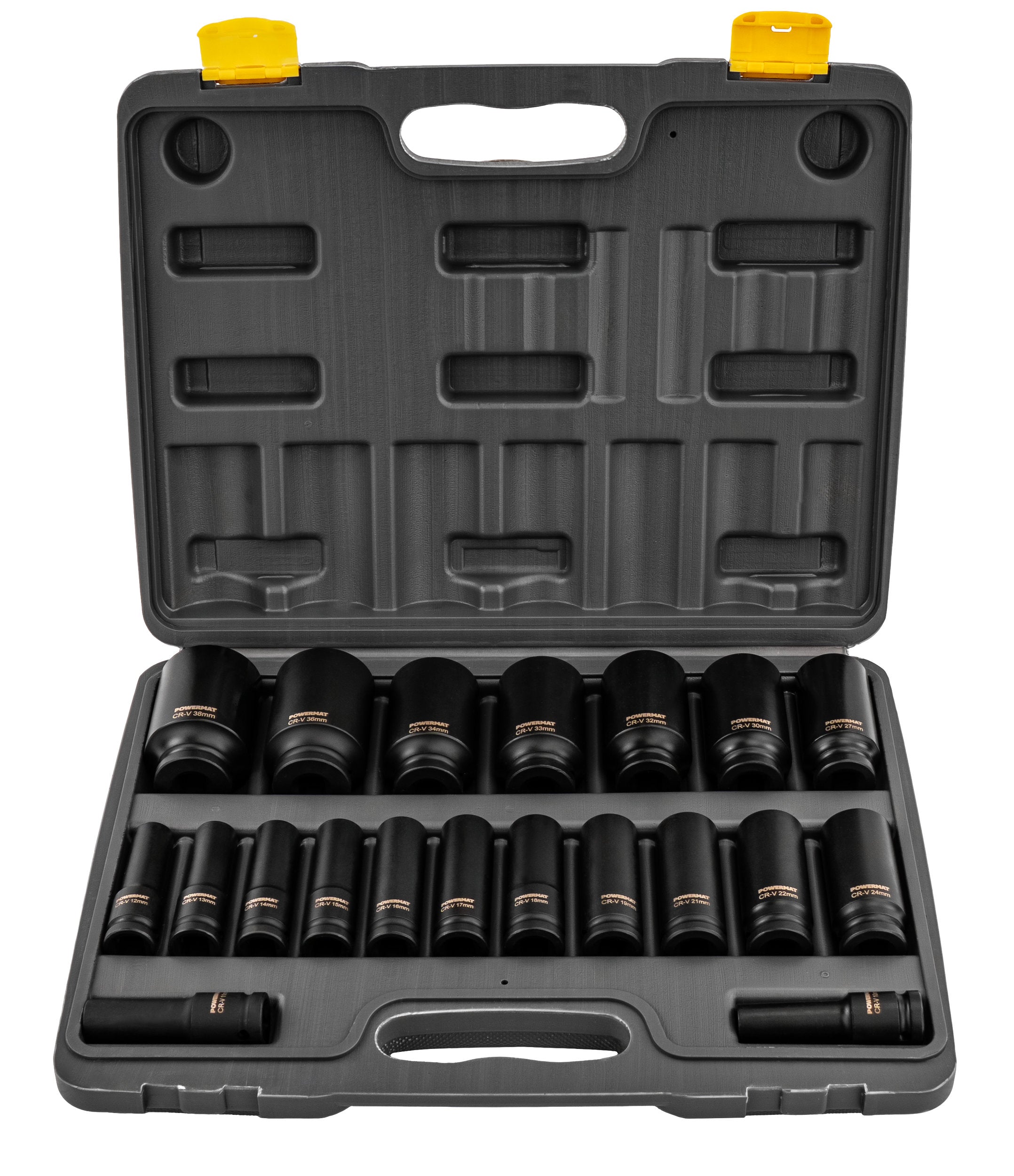 IMPACT SOCKET SET FOR KEYS 10-38MM HEX 20PCS 1/2" 78MM CRV CASE Customs tariff code 82042000