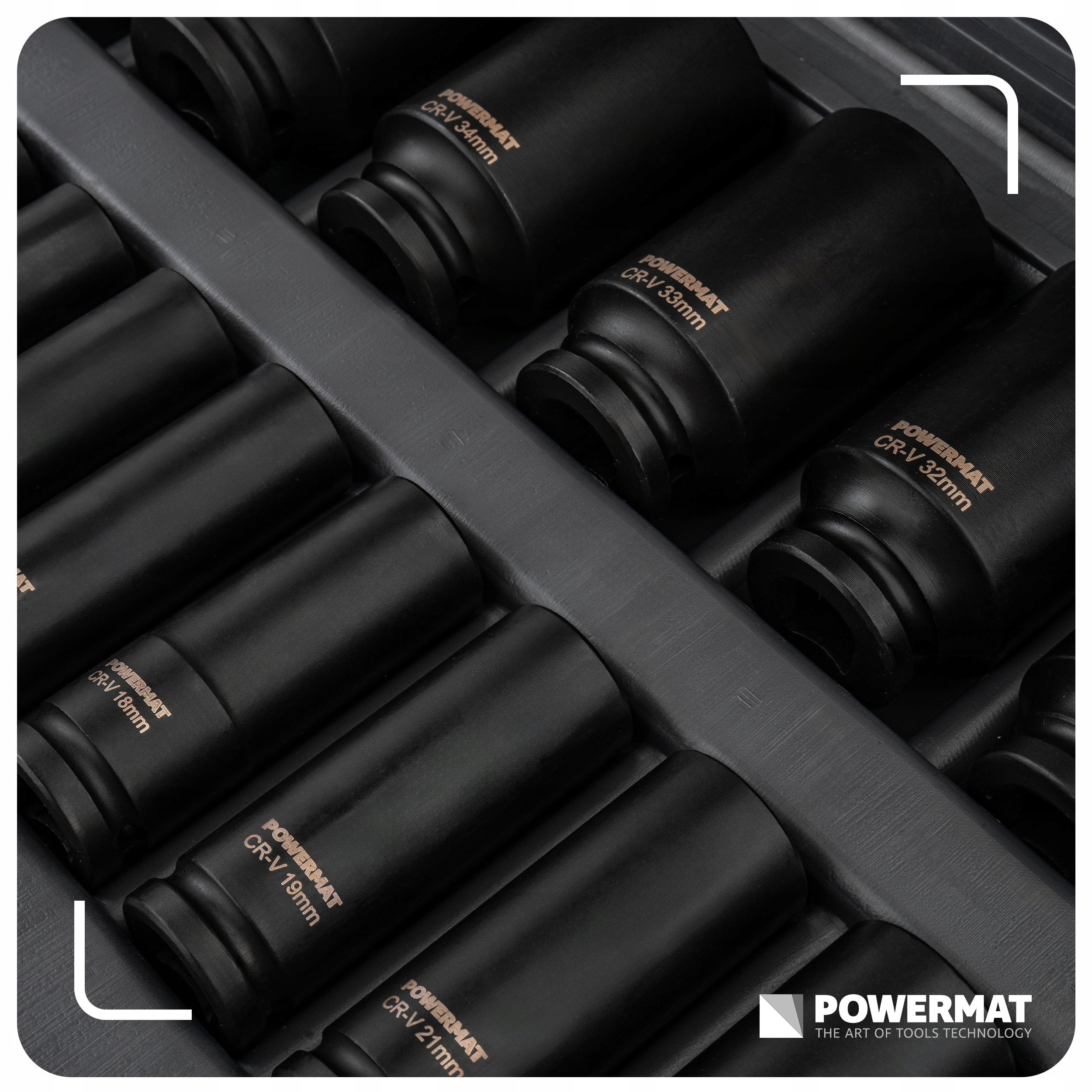 IMPACT SOCKET SET FOR KEYS 10-38MM HEX 20PCS 1/2" 78MM CRV CASE Type 4-sided