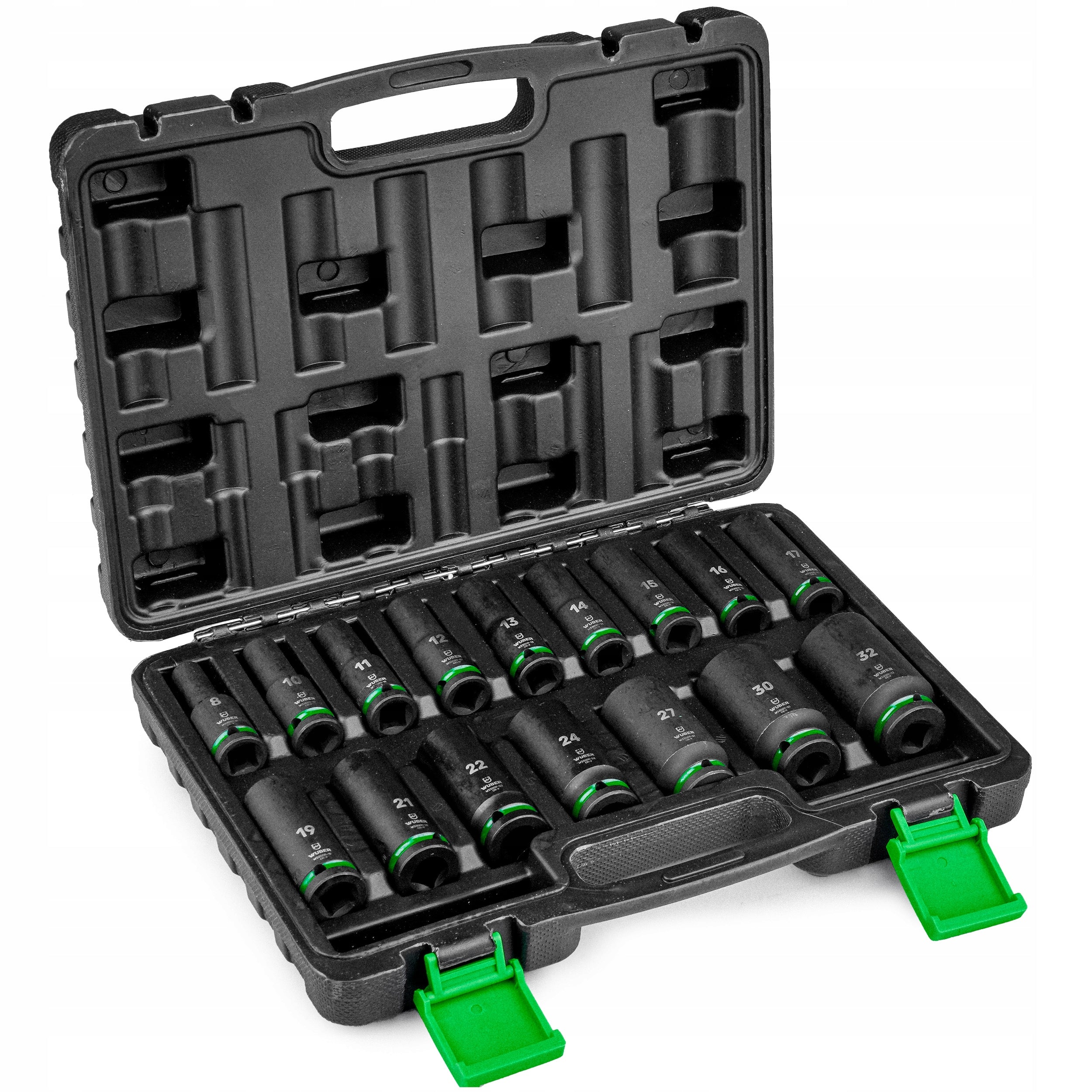 IMPACT SOCKET SET FOR WRENCH 16 PCS 1/2'' LONG 8-32 MM CR-V SUITCASE Packaging status original