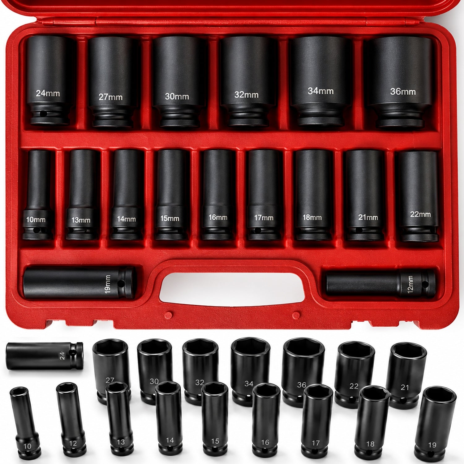 IMPACT SOCKET SET IMPACT 17EL SUITCASE Cr-Mo PRO 10-36MM