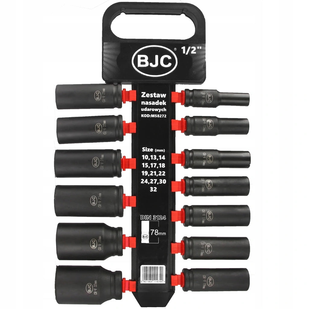 IMPACT SOCKET WRENCHES 1/2 CAPS LONG 10-32mm Type 6-point