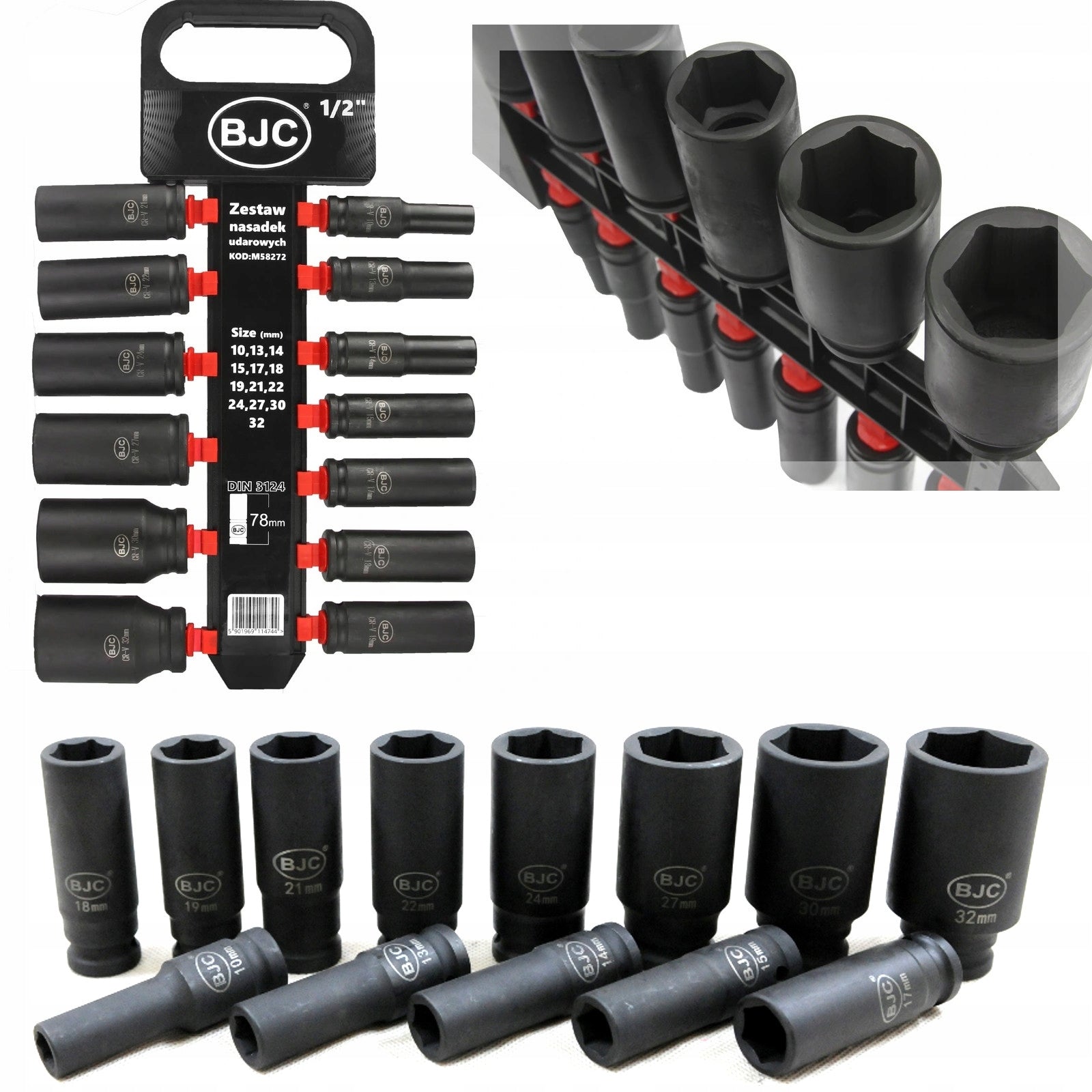 IMPACT SOCKET WRENCHES 1/2 CAPS LONG 10-32mm