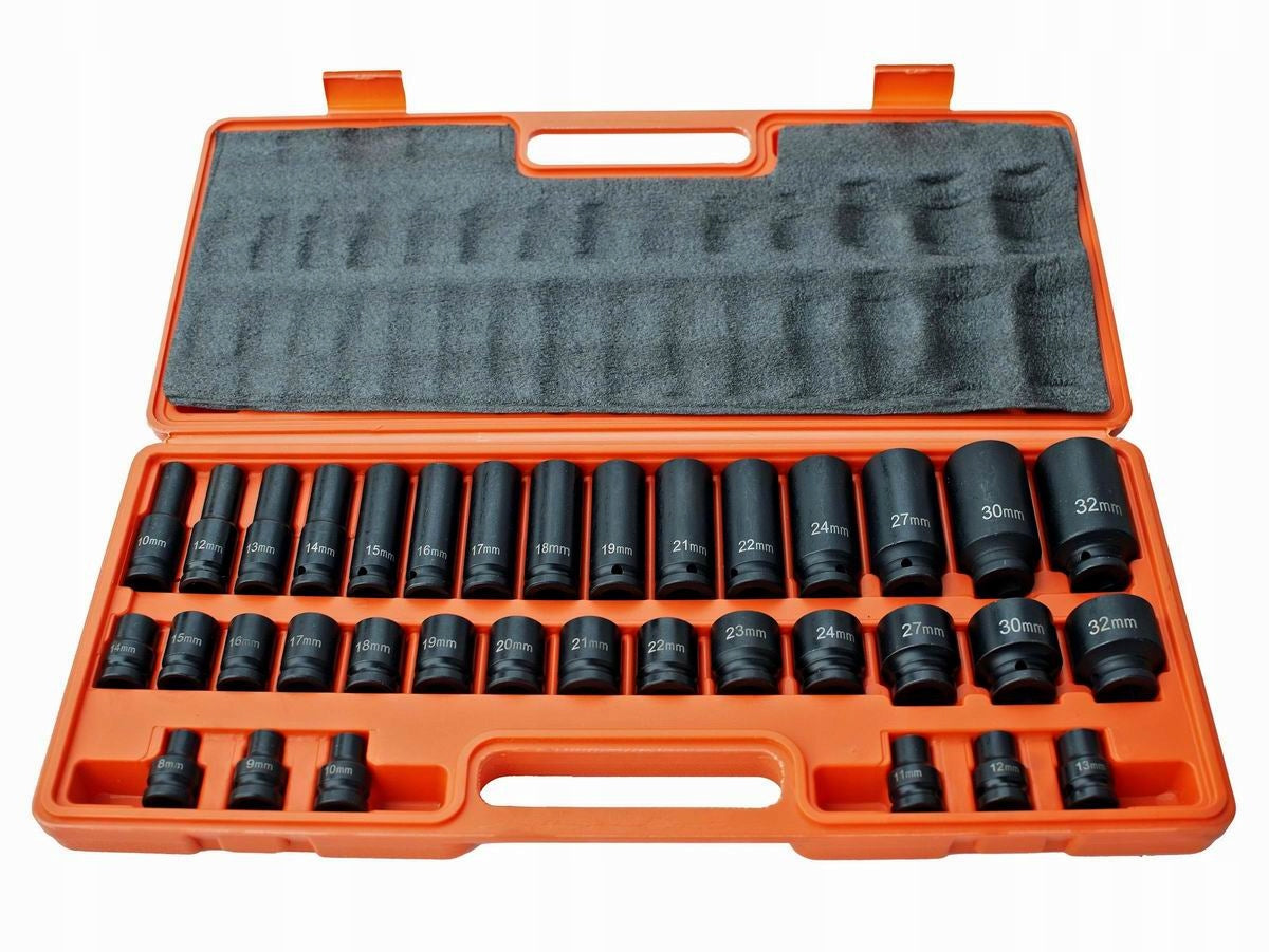 IMPACT SOCKETS 1/2" 8-32MM 6angle 35 pcs CR-MO SET RA-35KD Mounting 1/2"