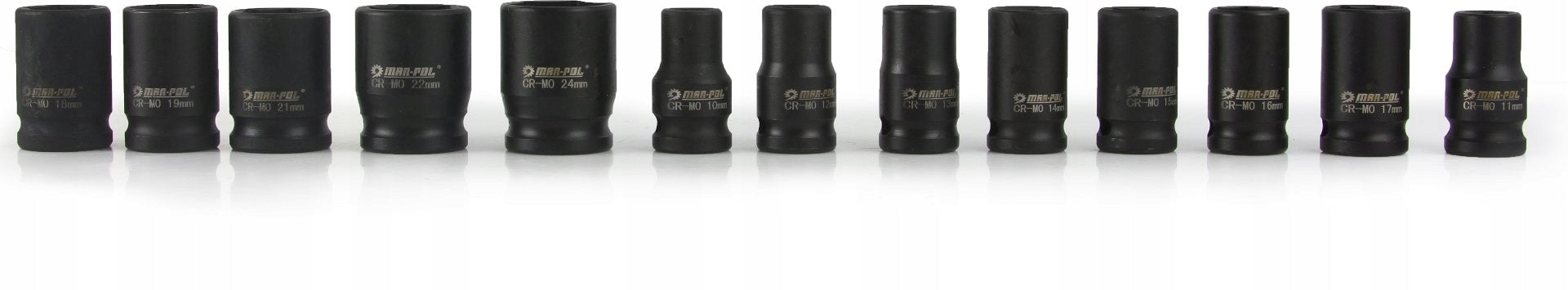IMPACT SOCKETS 1/2" MAR-POL 13 pcs. 10 – 24 mm SHORT | M58257 Manufacturer code M58257