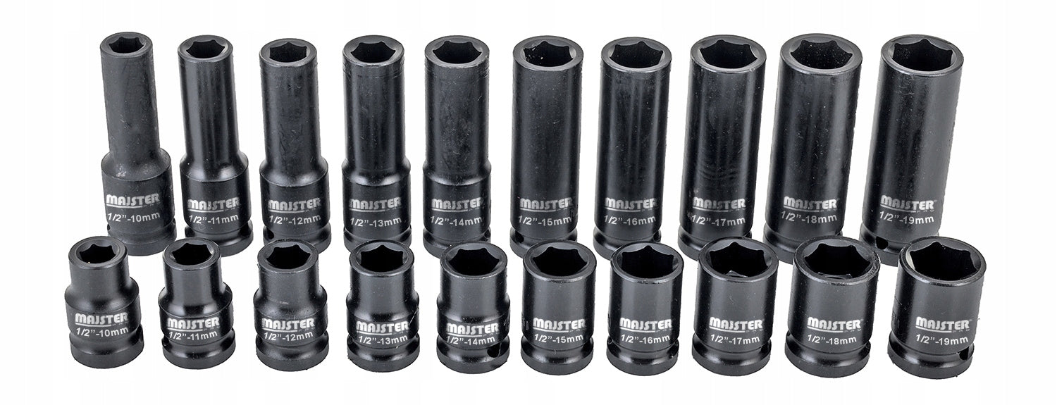 IMPACT SOCKETS IMPACT SOCKET SET 1/2 LONG AND SHORT 20EL MP0603 Brand Majster Pro