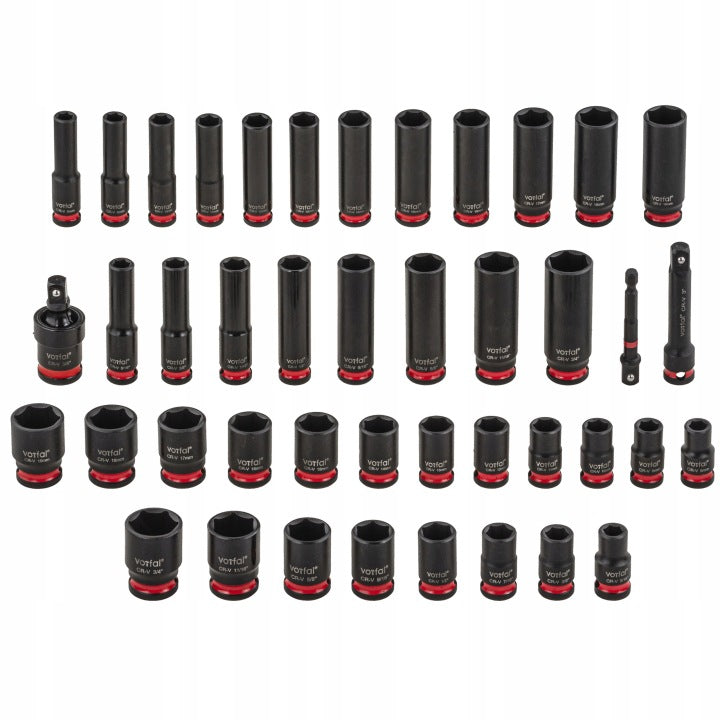 IMPACT SOCKETS IMPACT SOCKET SET LONG SHORT 8-19MM 3/8 Cr-Mo 43 Brand Vorfal