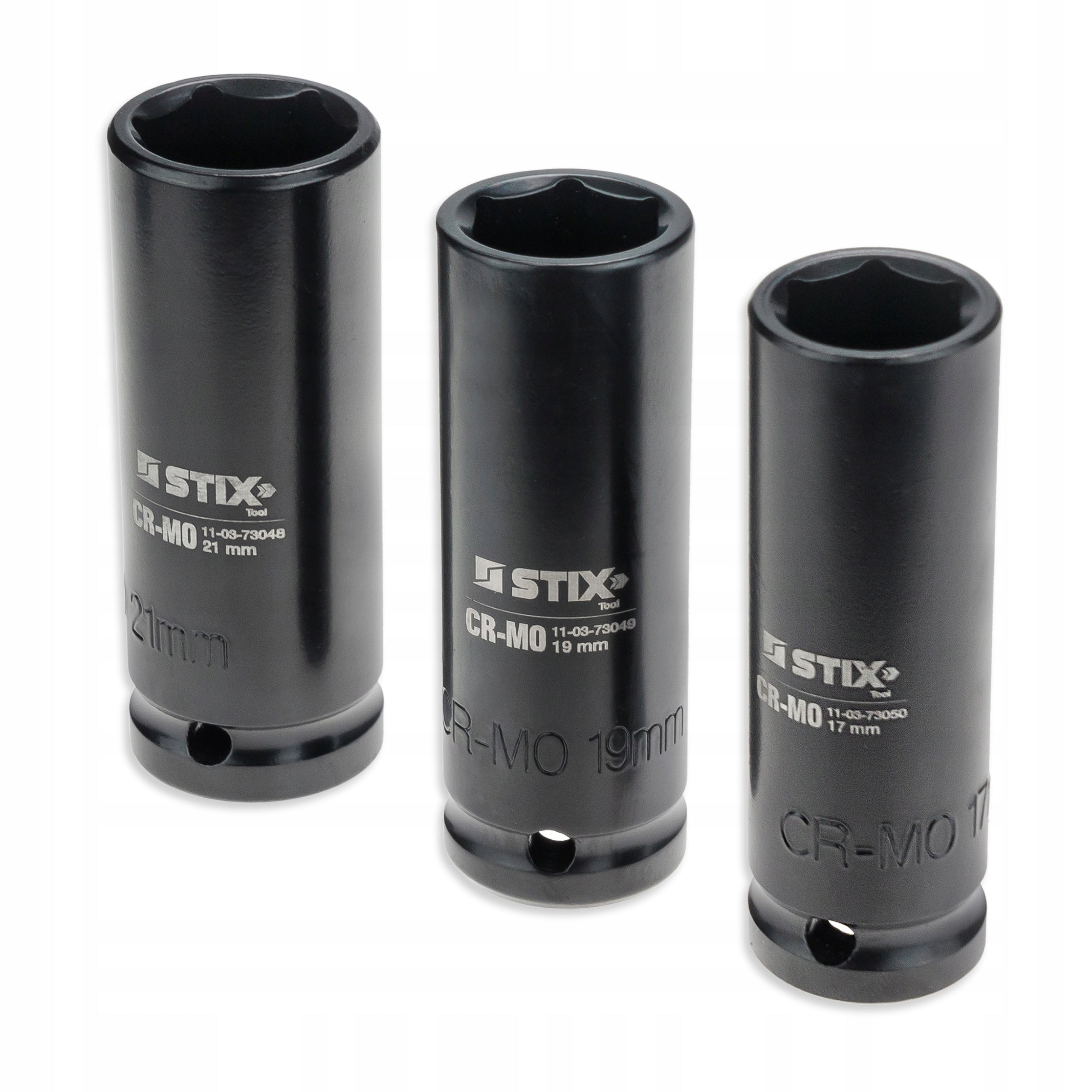 IMPACT SOCKETS LONG 1/2'' 17MM, 19MM, 21MM CR-MO SOCKET WRENCHES - STIX Manufacturer code 11-03-73055