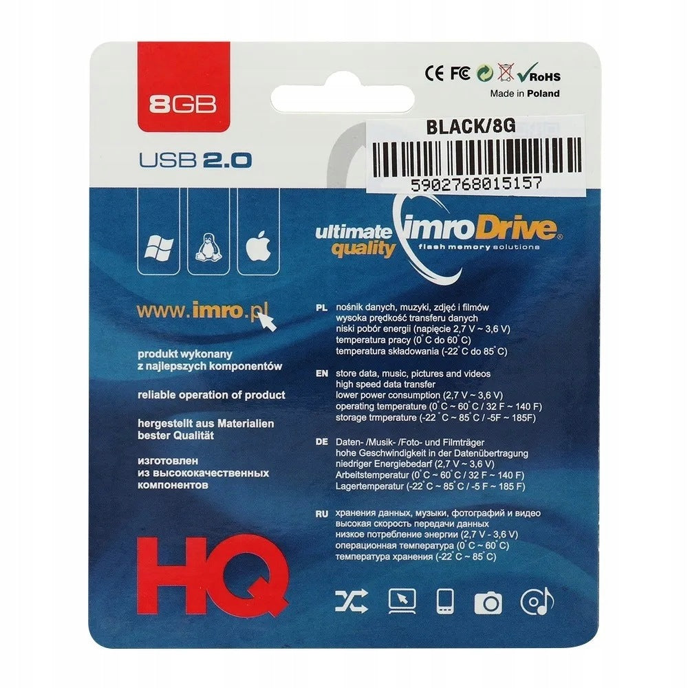 IMRO BLACK 8GB USB2.0 flash drive