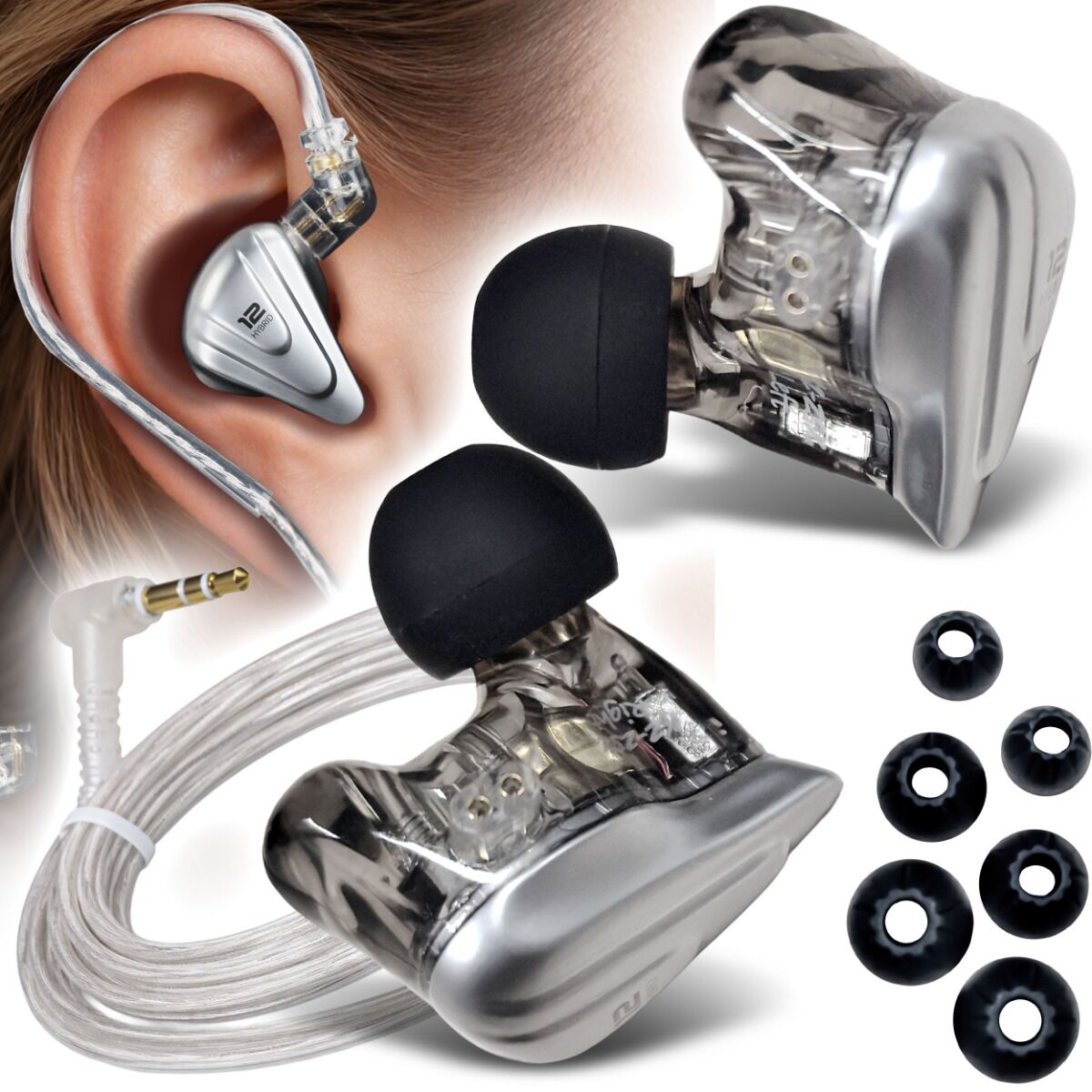 IN-EAR HEADPHONES IEM HYBRID MONITOR JACK 3,5 3X OVERLAYS