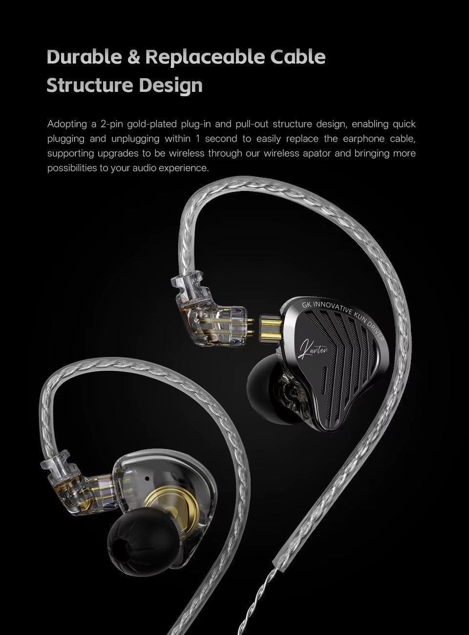 IN-EAR HEADPHONES IEM MONITORS KZ KG GK KUNTEN Manufacturer code SŁUCHAWKI DOKANAŁOWE GK KUNTEN IEM