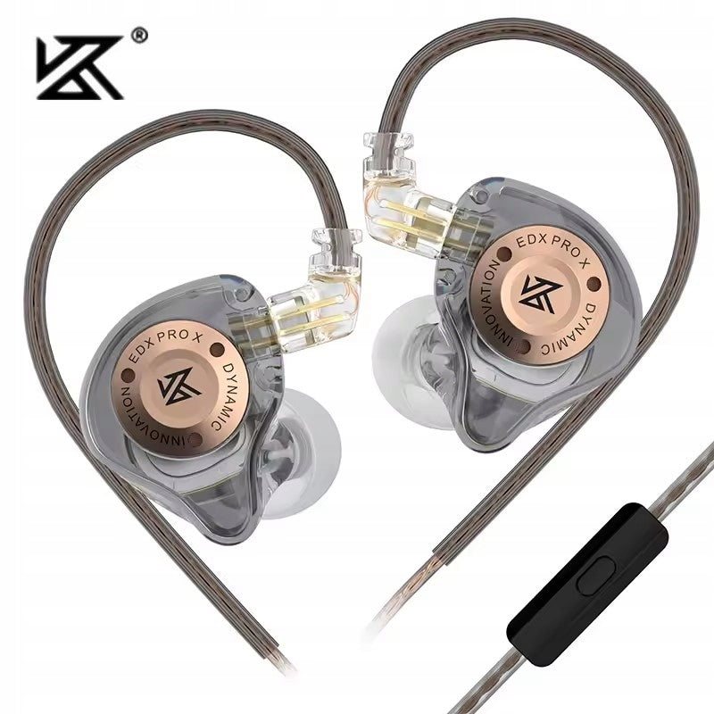 IN-EAR HEADPHONES IEM PROFESSIONAL GRAY KZ EDX PRO X GREY WITH MICROPHONE