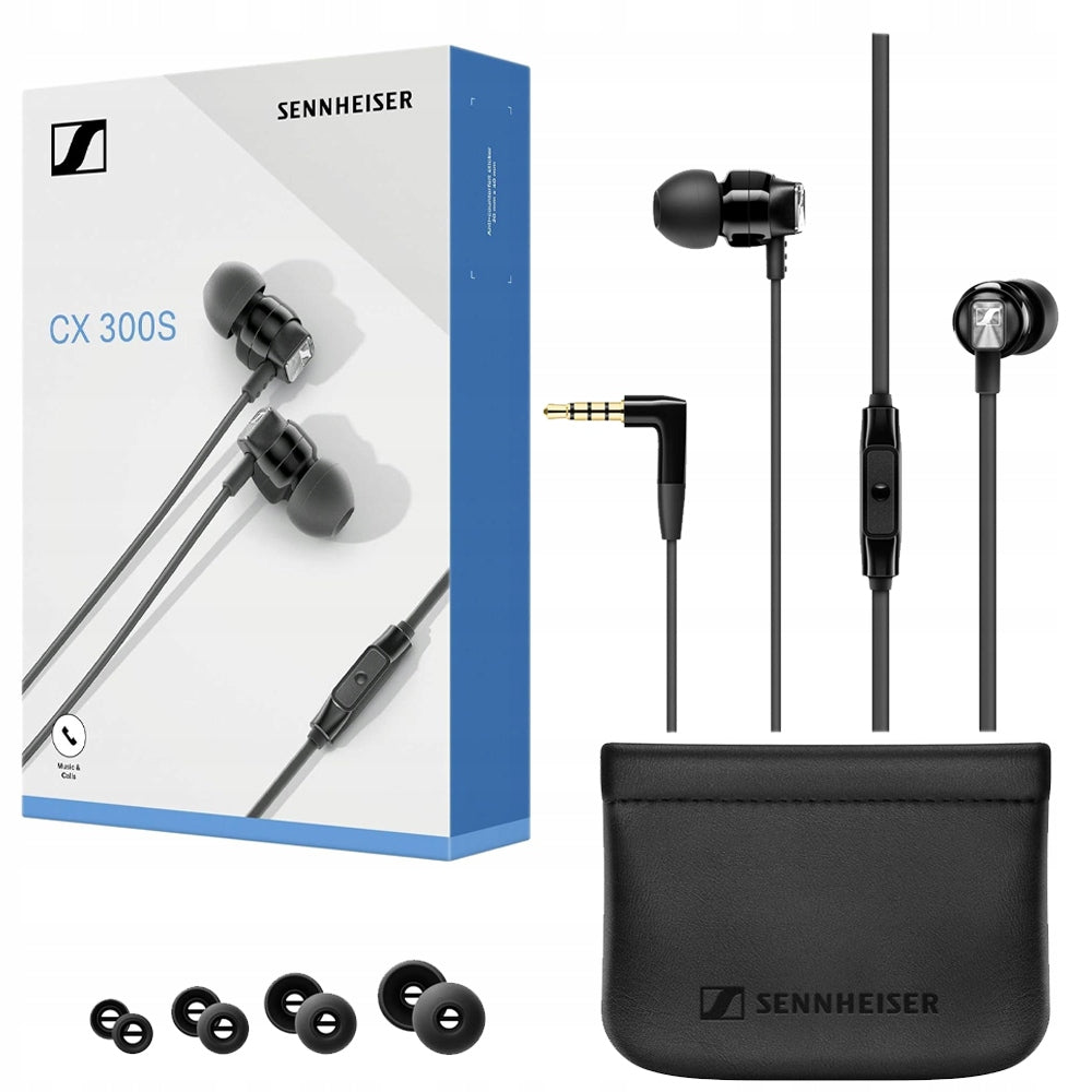 IN-EAR HEADPHONES SENNHEISE CX300S WITH REMOTE CONTROL MICROPHONE BLACK