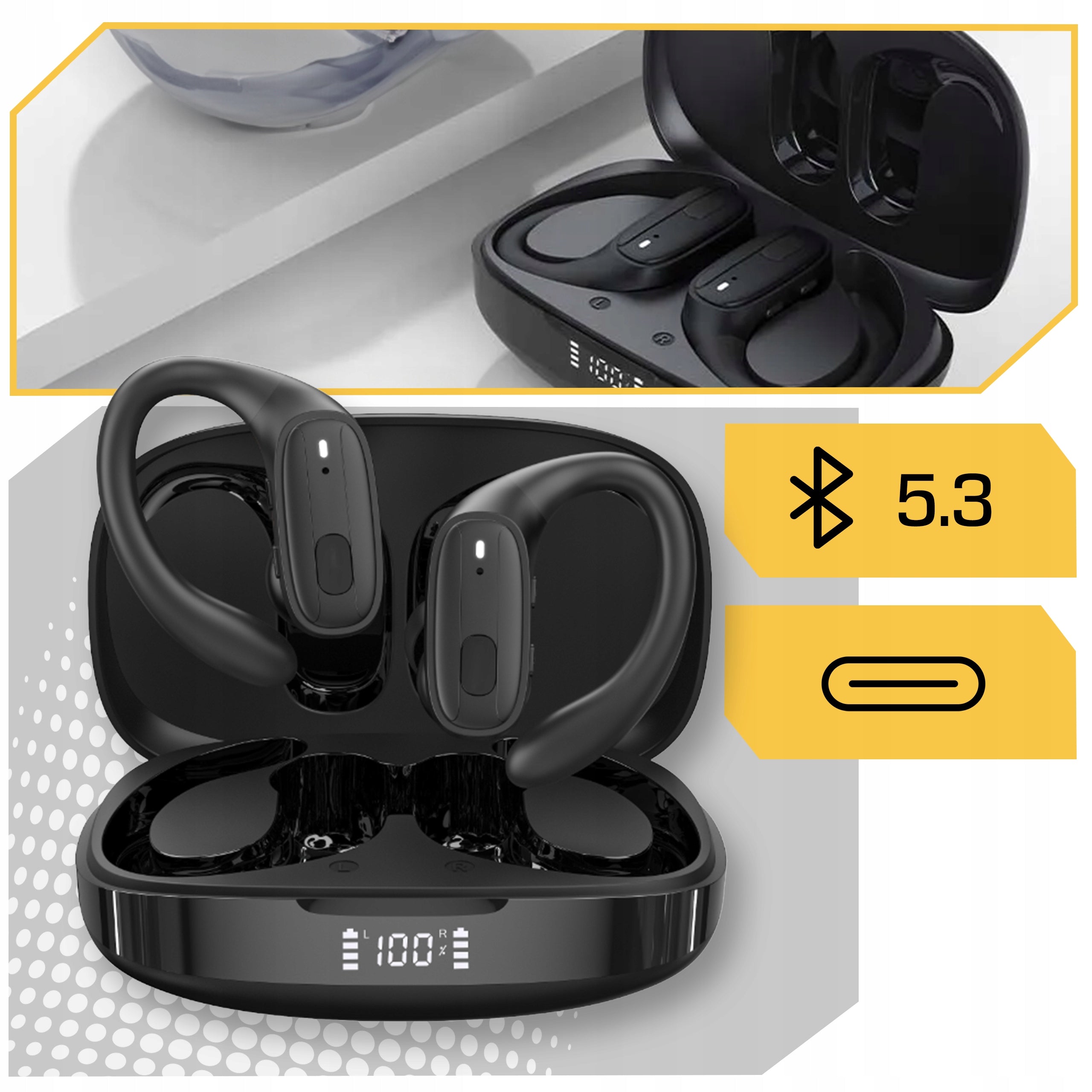 IN-EAR WIRELESS HEADPHONES Lewer Y80 sports micro PRO BASS BT 5.3 Manufacturer code Mocny BASS BLUETOOTH 5.3