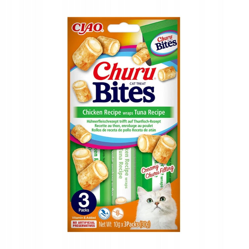 INABA Churu Bites TREAT in Pieces For Cats Chicken with Tuna 3x10g