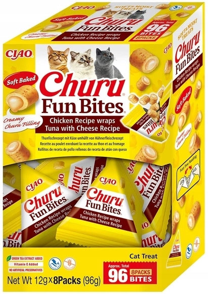 INABA Churu Cat Fun Bites Chicken with Tun and Cheese wraps 8x12g