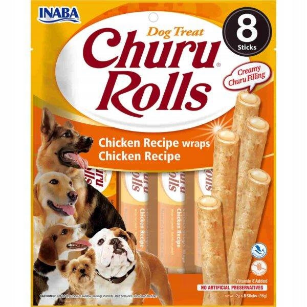 INABA Churu Rolls For Dog Chicken 8x12g