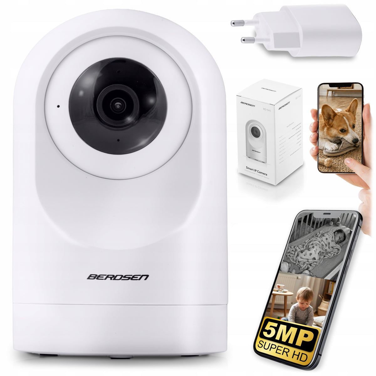 INDOOR CAMERA IP ROTATING 5MP WI-FI TUYA NANNY HOME MOTION TRACKING