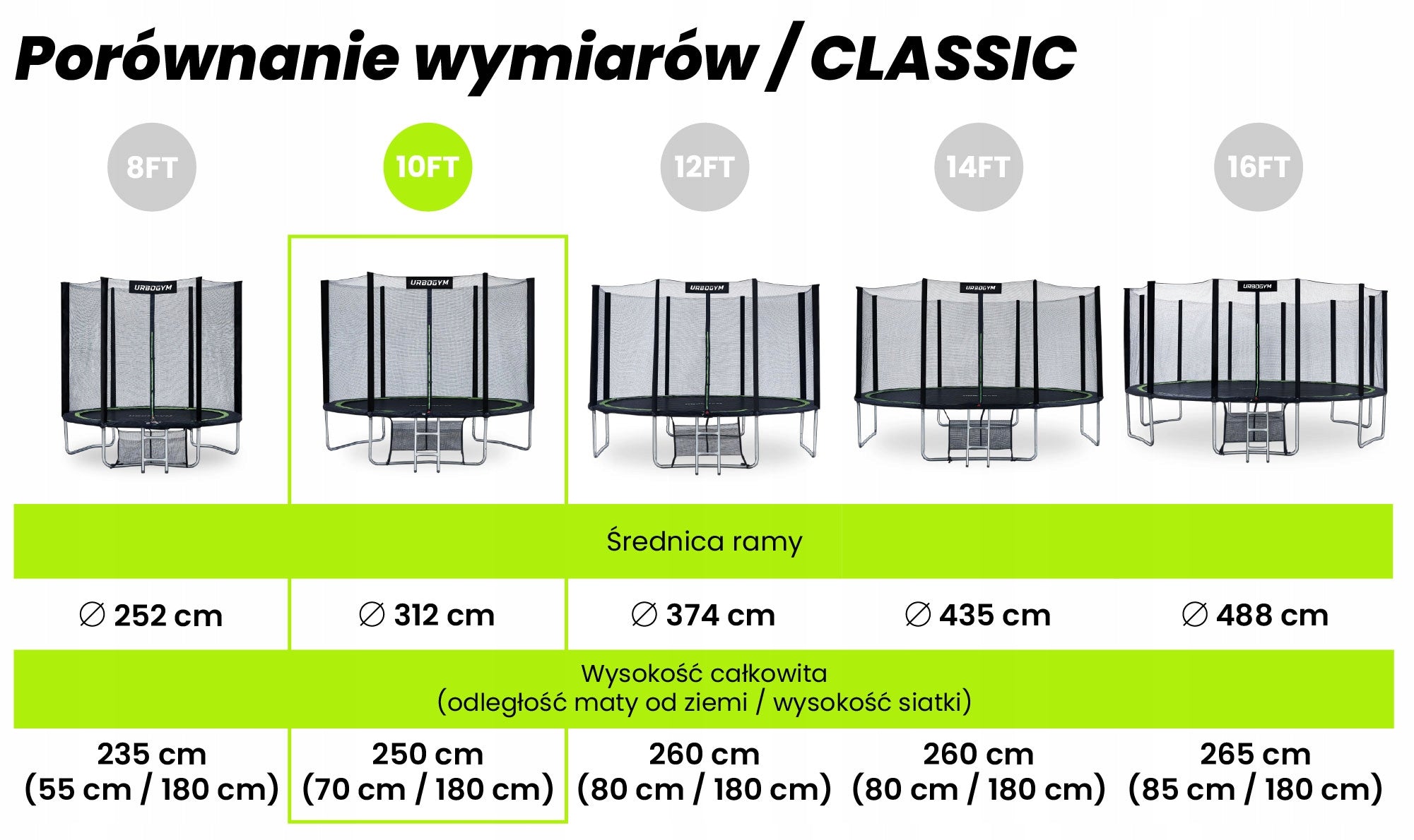 INDOOR GARDEN TRAMPOLINE FOR CHILDREN'S GARDEN 10 FT 312CM Total height 240 cm
