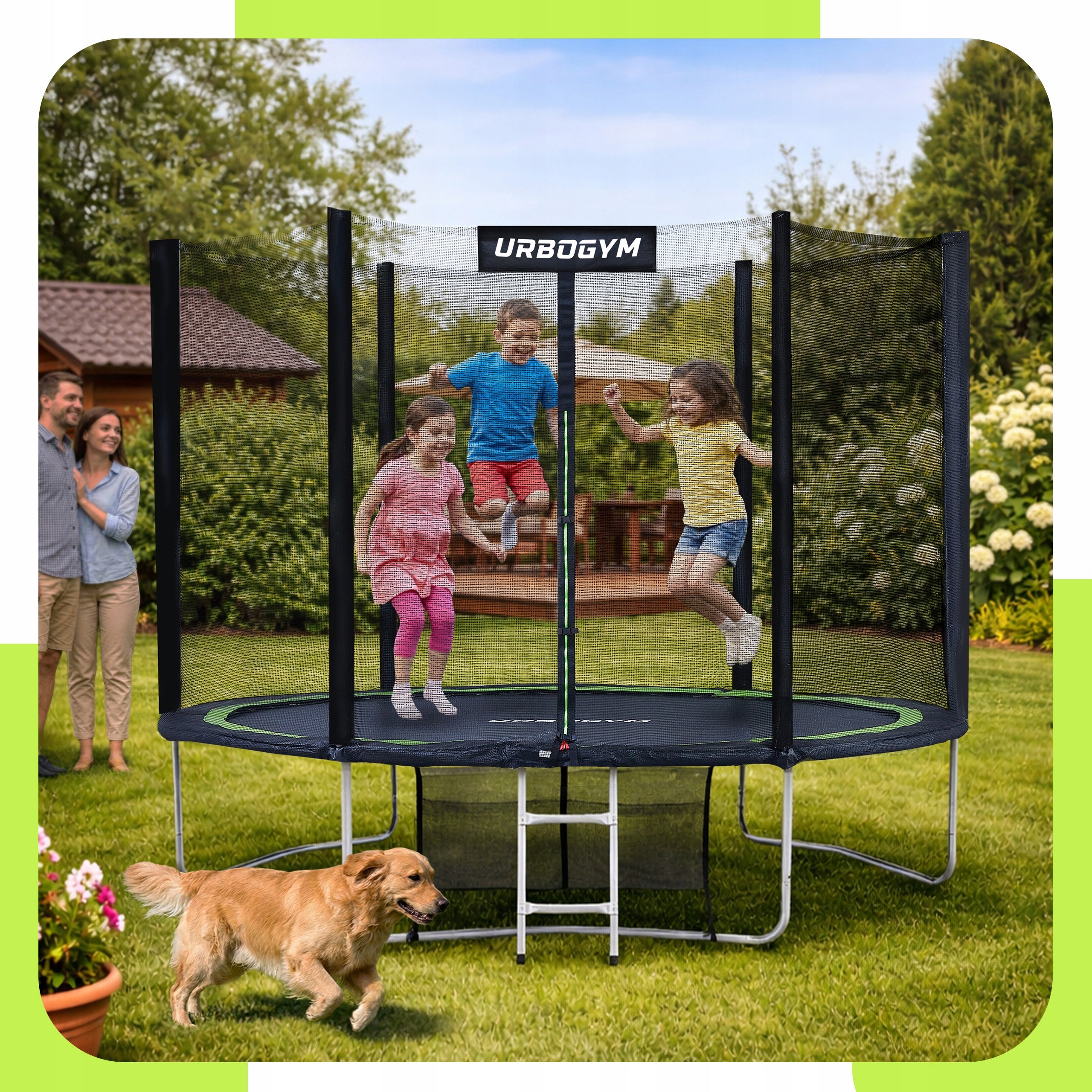 INDOOR GARDEN TRAMPOLINE FOR CHILDREN'S GARDEN 10 FT 312CM Total height 240 cm