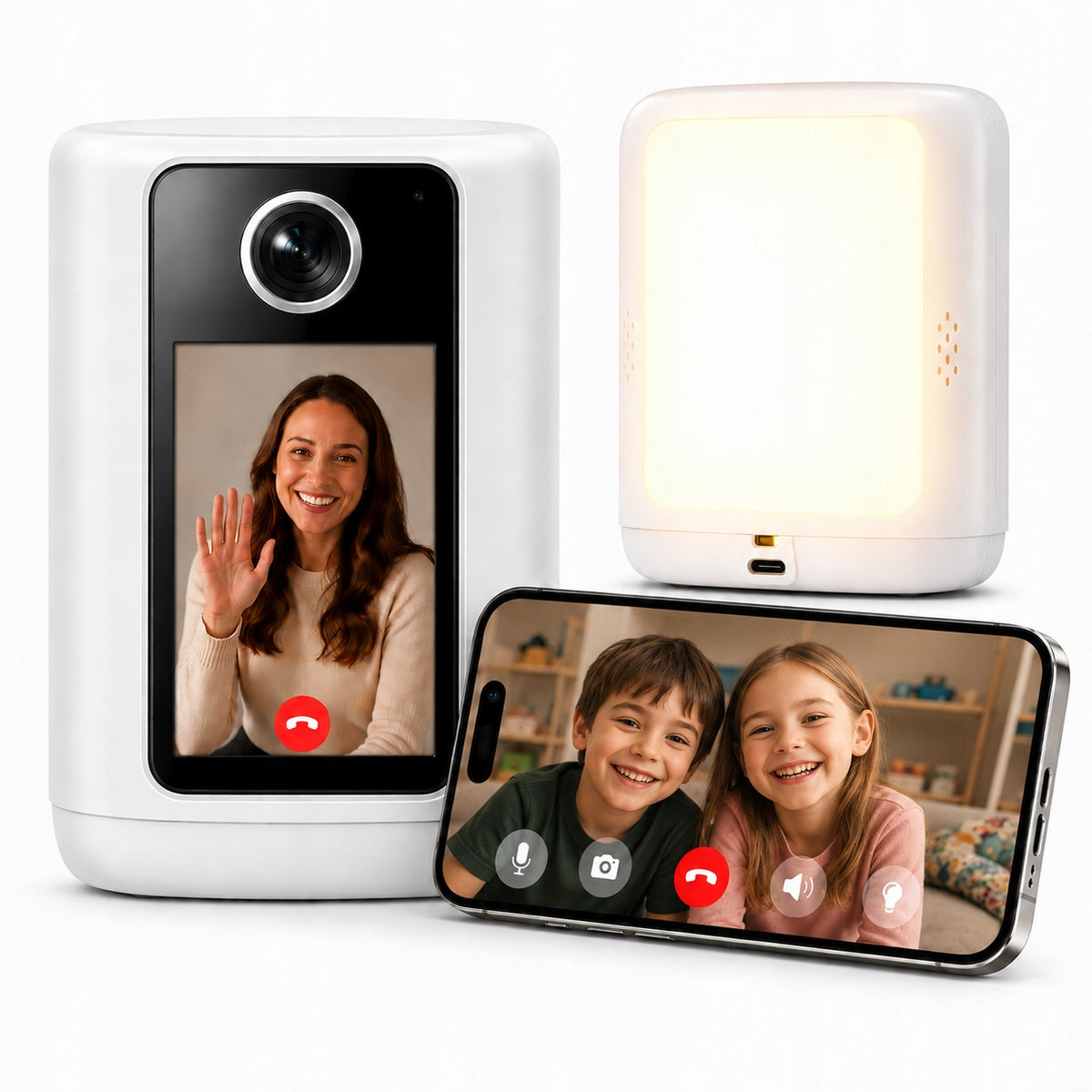 INDOOR WIFI CAMERA ROTATING BABY MONITOR ELECTRONIC 2K WITH NIGHT LIGHT SCREEN