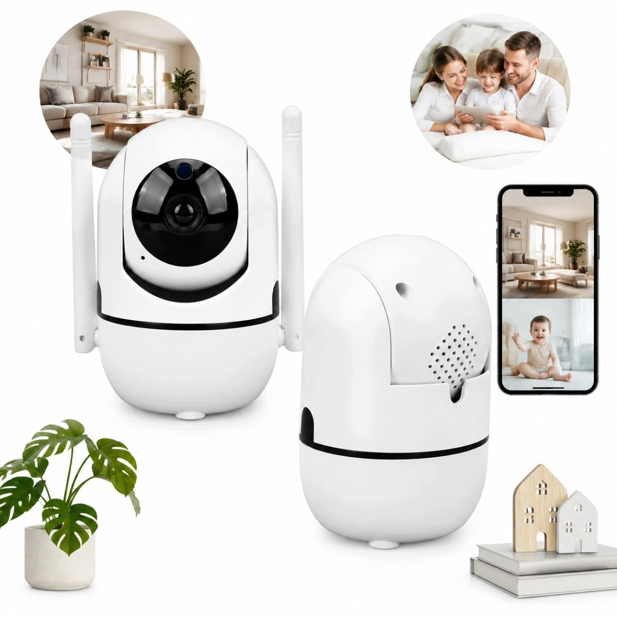 INDOOR WIFI CAMERA ROTATING BABY MONITOR ELECTRONIC 2MP FOR HOME DETECTION