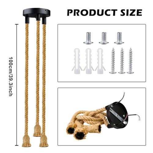 INDUSTRIAL CHANDELIER VINTAGE HEMP ROPE 100 CM RETRO FOR LIVING ROOM DIY Manufacturer code SWC5908151661352