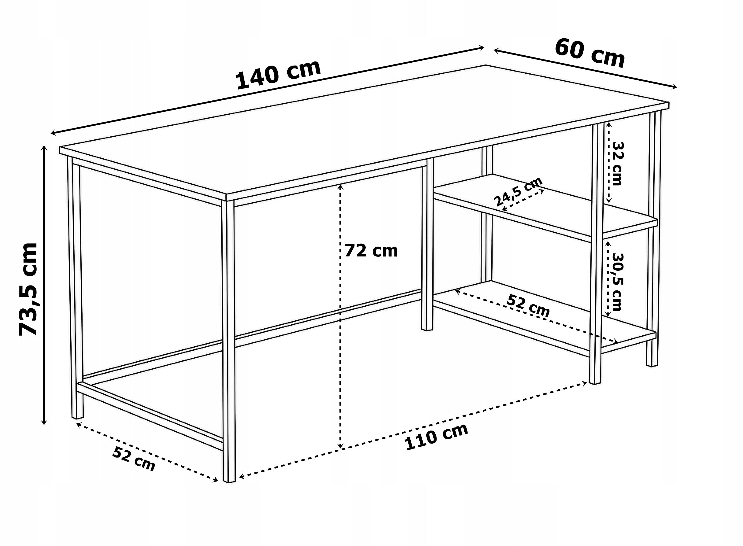 INDUSTRIAL COMPUTER LOFT DESK WITH SHELVES LARGE TABLE FOR HOME OFFICE EAN (GTIN) 5905523068269