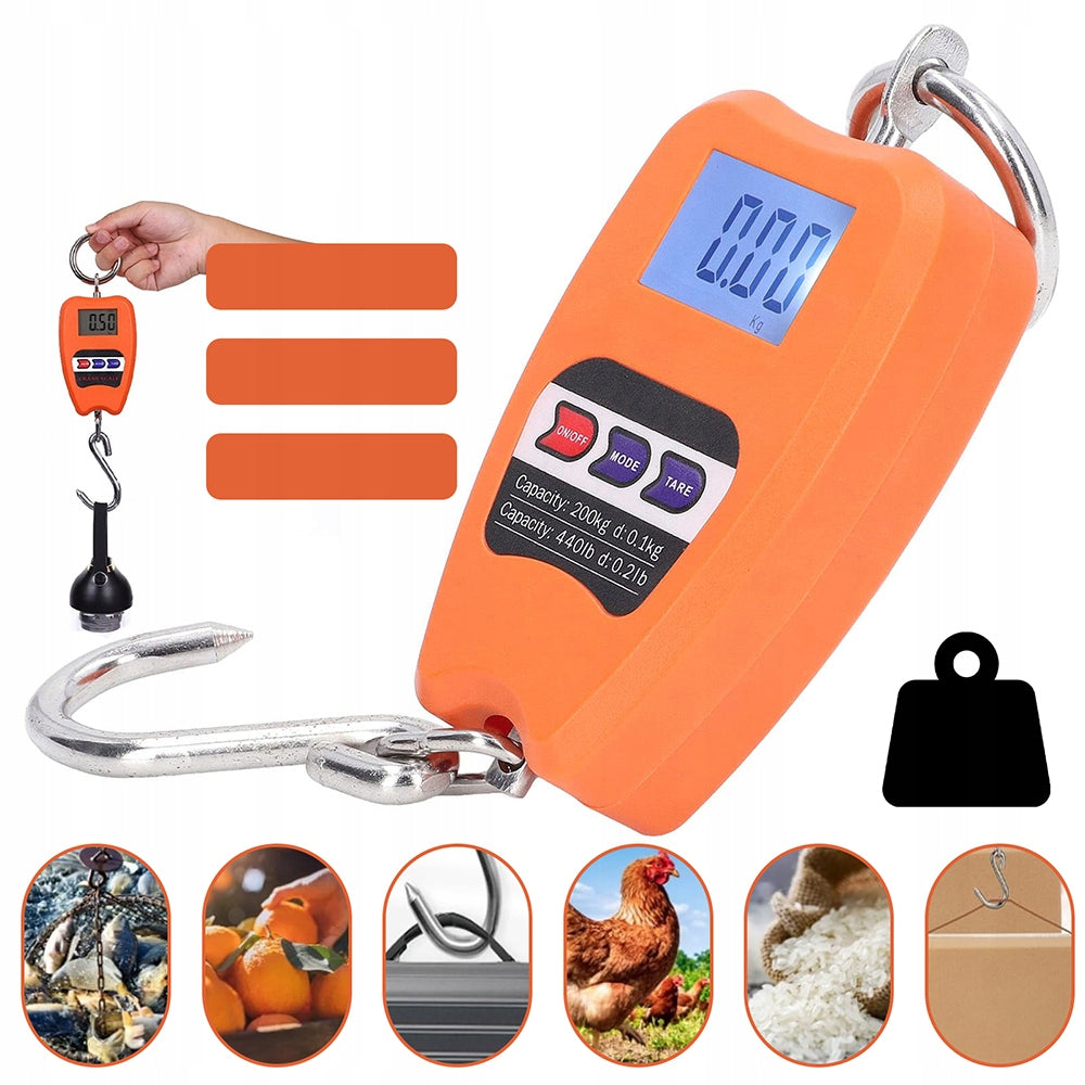 INDUSTRIAL CRANE HANGING HOOK SCALE 200KG PORTABLE FOR LUGGAGE HOLIDAY