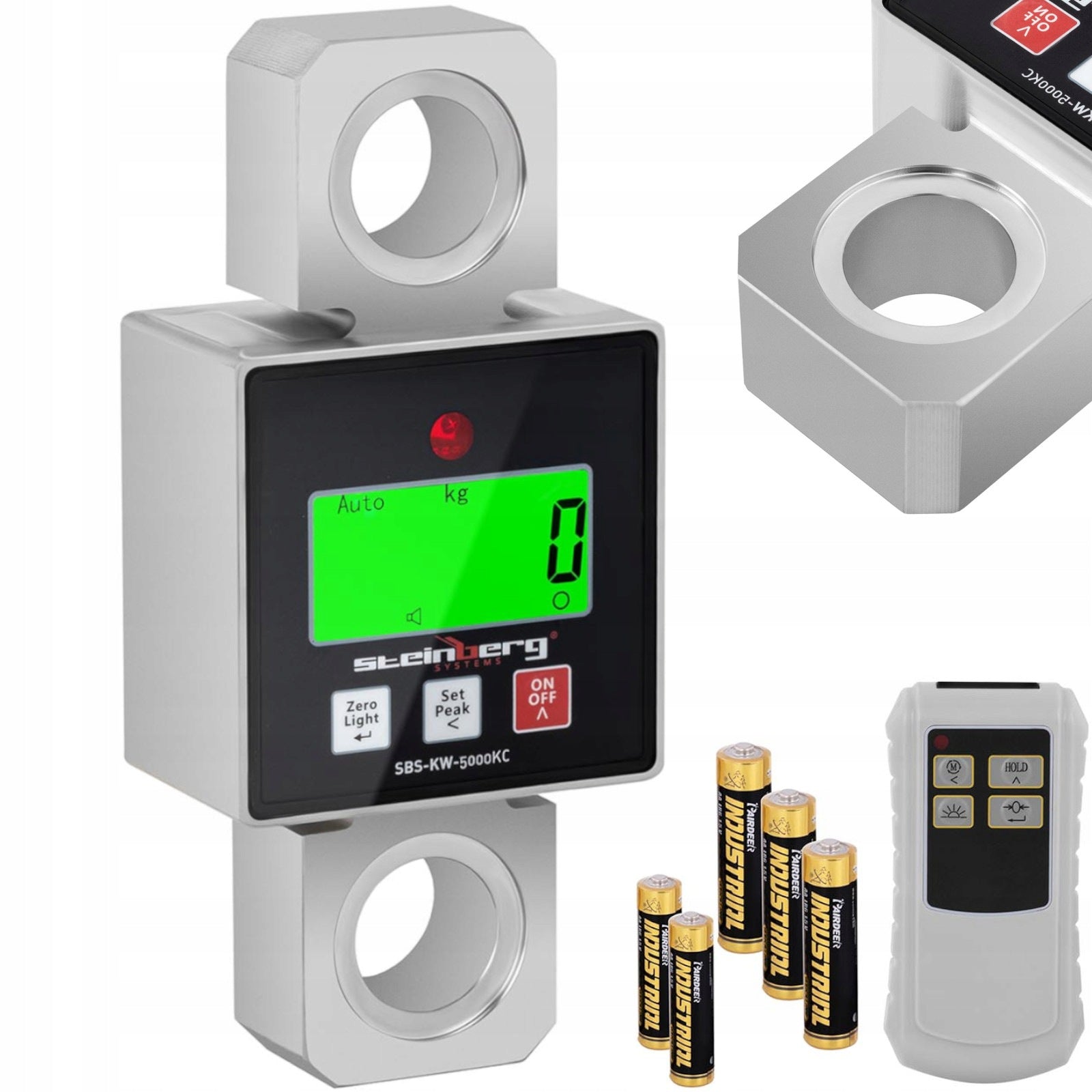 INDUSTRIAL HOOK SCALE 5000 KG LCD WITH REMOTE CONTROL IP54 ALLOY STEEL
