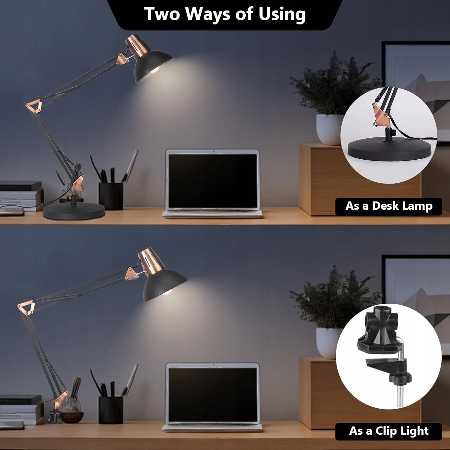 INDUSTRIAL METAL TABLE DESK LAMP WITH SWING ARM AND MOUNT Packaging status original
