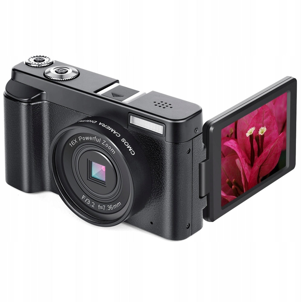 INF 48 MP Digital Camera, 1080p HD, 16x Zoom, Tilting Screen Black