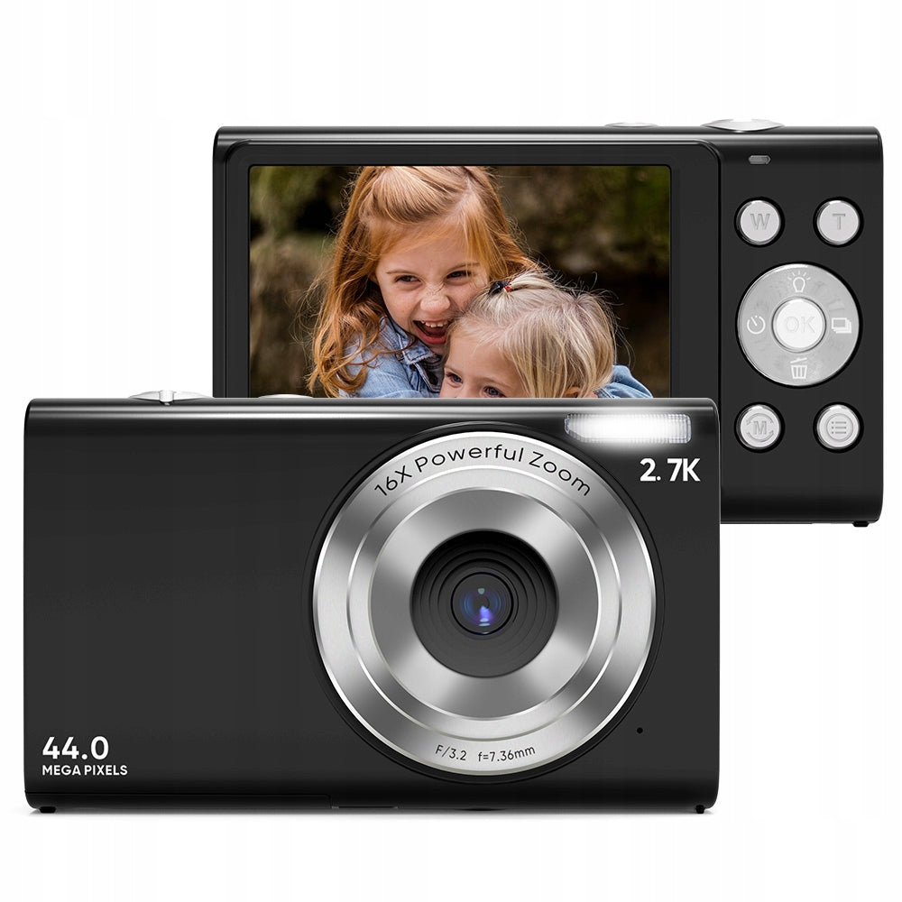 INF Digital Camera 2,7K/44MP/16x Zoom/Anti Shake/Webcam, Black
