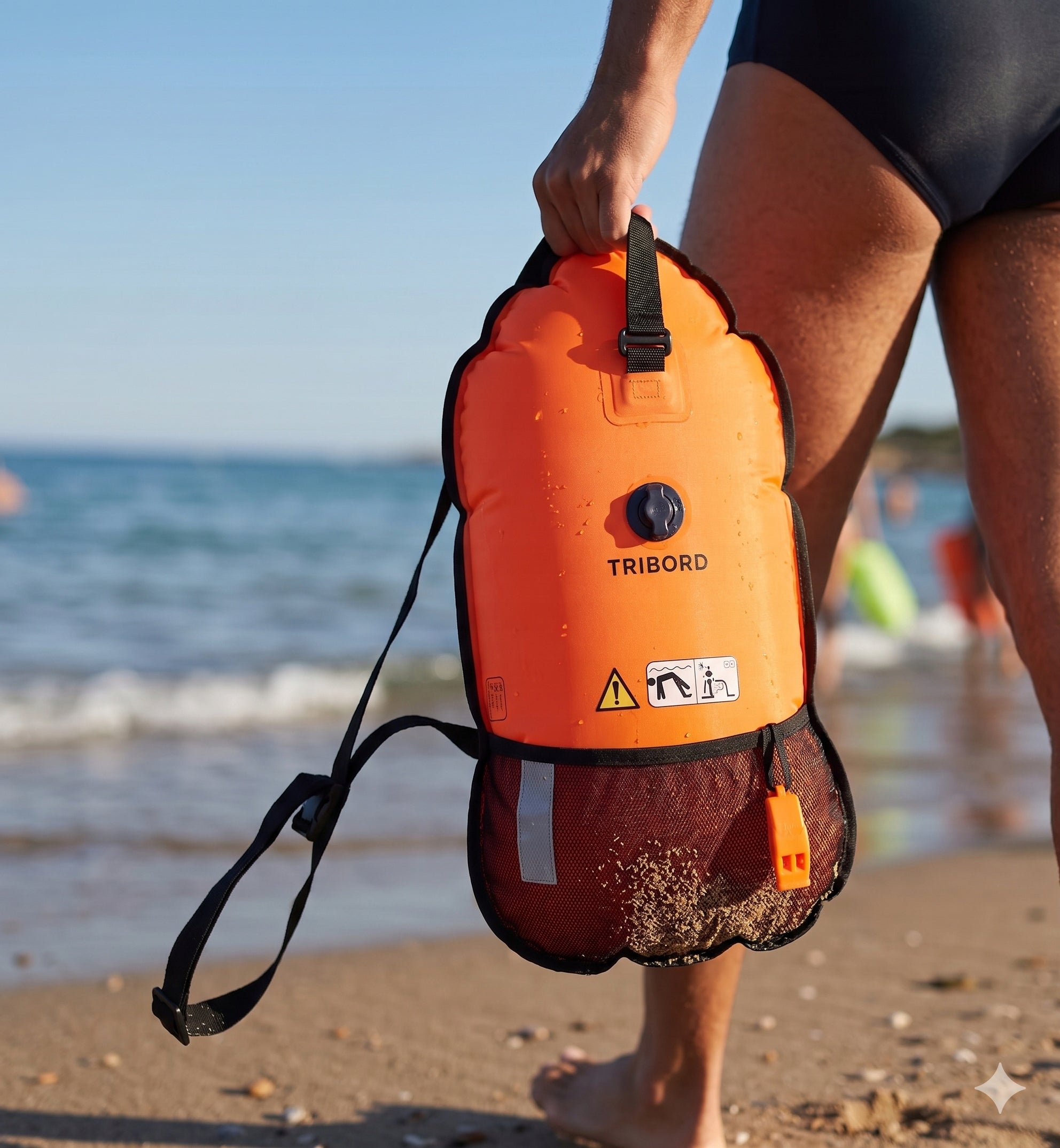 INFLATABLE BUOY TWO-CHAMBER SAFETY SWIMMING BUOY, TRIATHLON, TRIBORD Manufacturer code TRIBORD