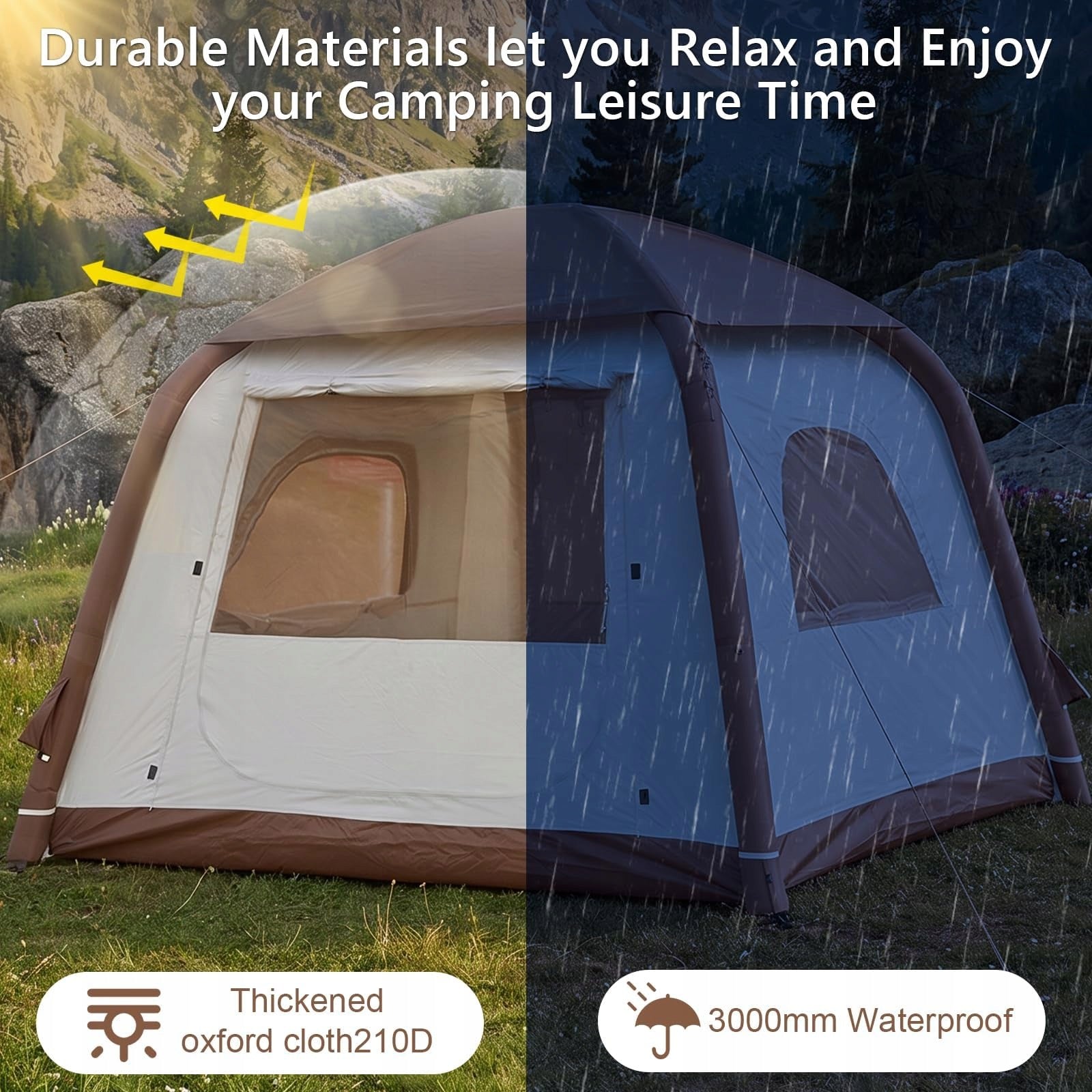 INFLATABLE CAMPING WATERPROOF TENT 2-4 PERSONS GLAMPING OXFORD PUMP Manufacturer code 0749687539181