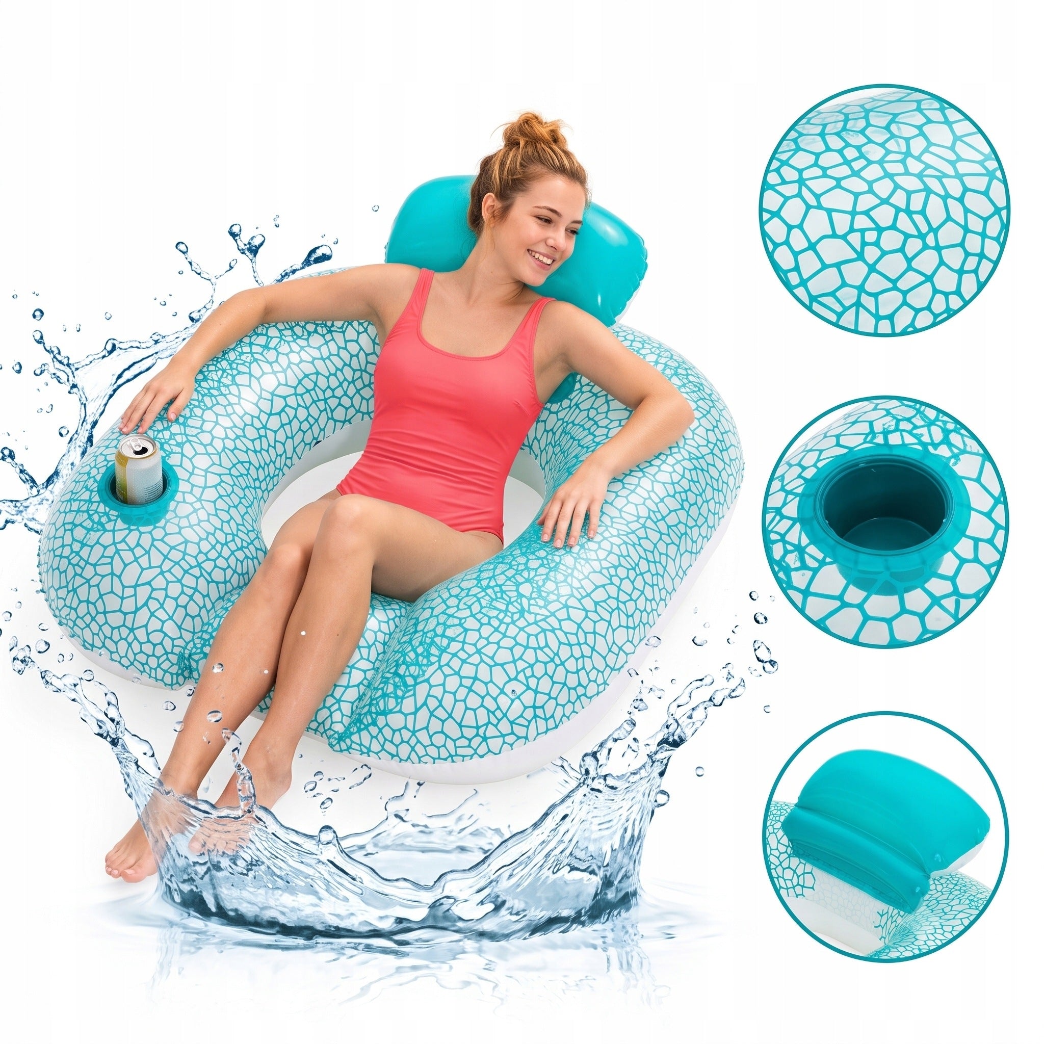 INFLATABLE CHAIR BESTWAY 43097 WITH BACKREST 102 × 94 CM DRINK HOLDER