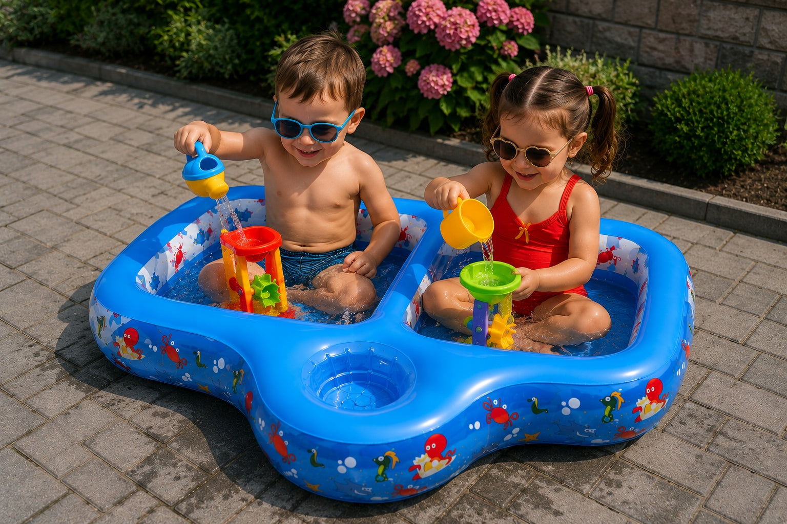 INFLATABLE CHILDREN'S POOL 3 CHAMBERS WATER SAND 86x72 GARDEN PVC Brand Playtive