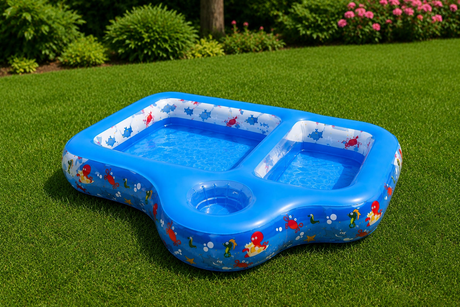 INFLATABLE CHILDREN'S POOL 3 CHAMBERS WATER SAND 86x72 GARDEN PVC Color blue