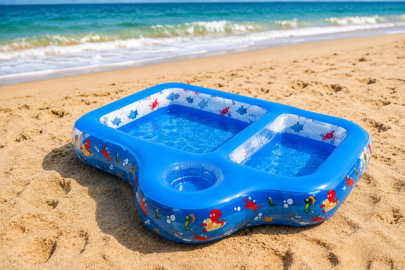 INFLATABLE CHILDREN'S POOL 3 CHAMBERS WATER SAND 86x72 GARDEN PVC Kid's age 18＋ months