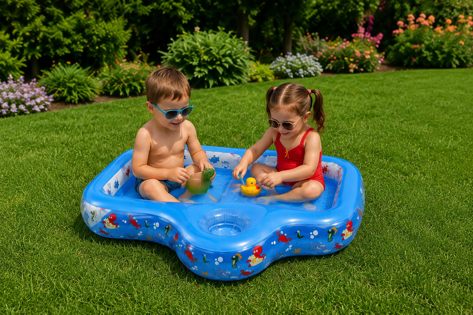 INFLATABLE CHILDREN'S POOL 3 CHAMBERS WATER SAND 86x72 GARDEN PVC Kind other