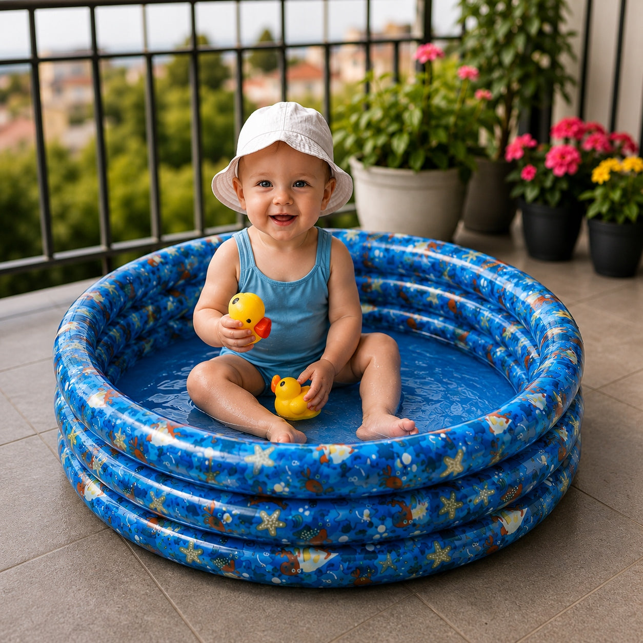 INFLATABLE CHILDREN'S POOL 99CM 3 RINGS GARDEN PADDLING POOL PVC 2+ Kind other