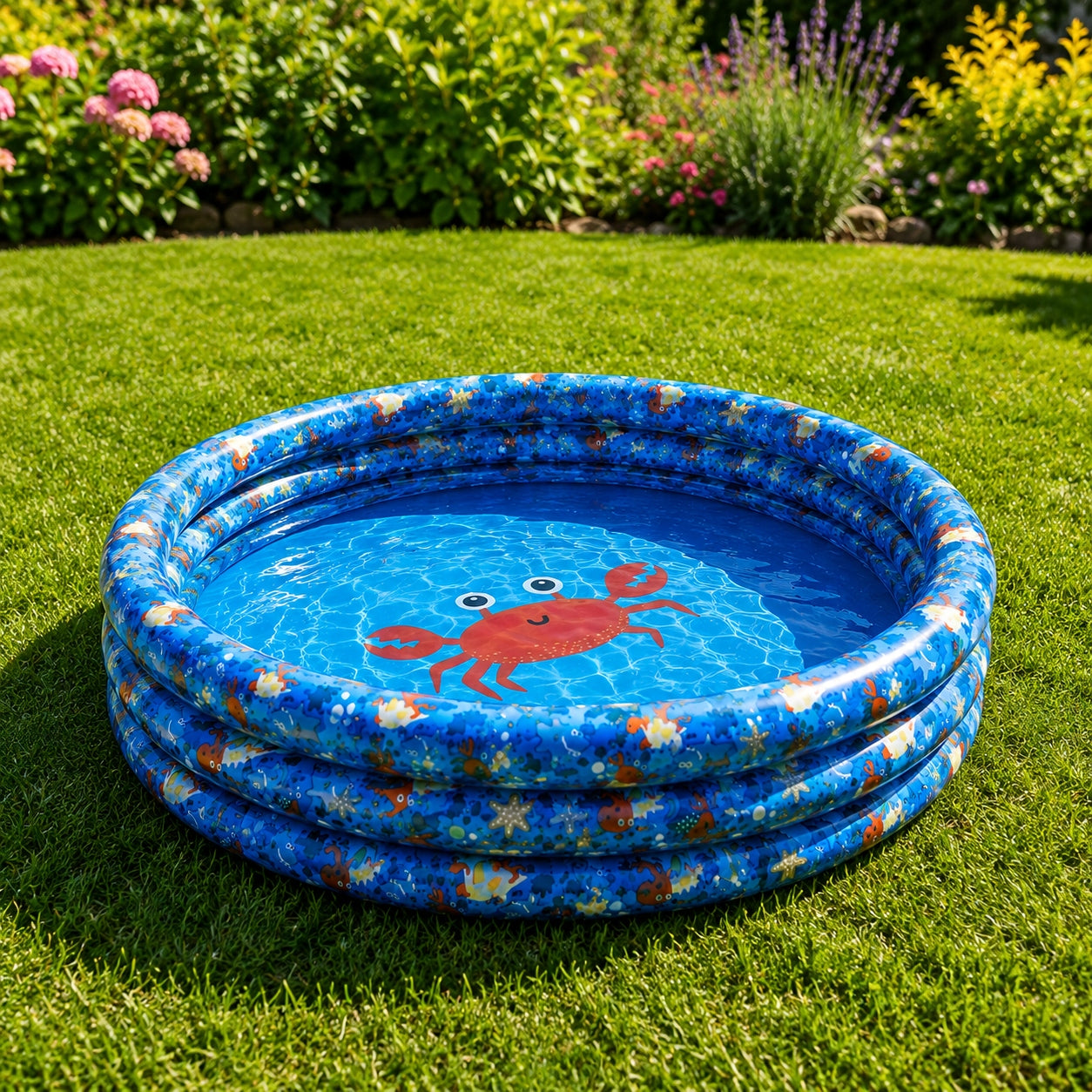 INFLATABLE CHILDREN'S POOL 99CM 3 RINGS GARDEN PADDLING POOL PVC 2+ Product weight with unit packaging 0.5 kg
