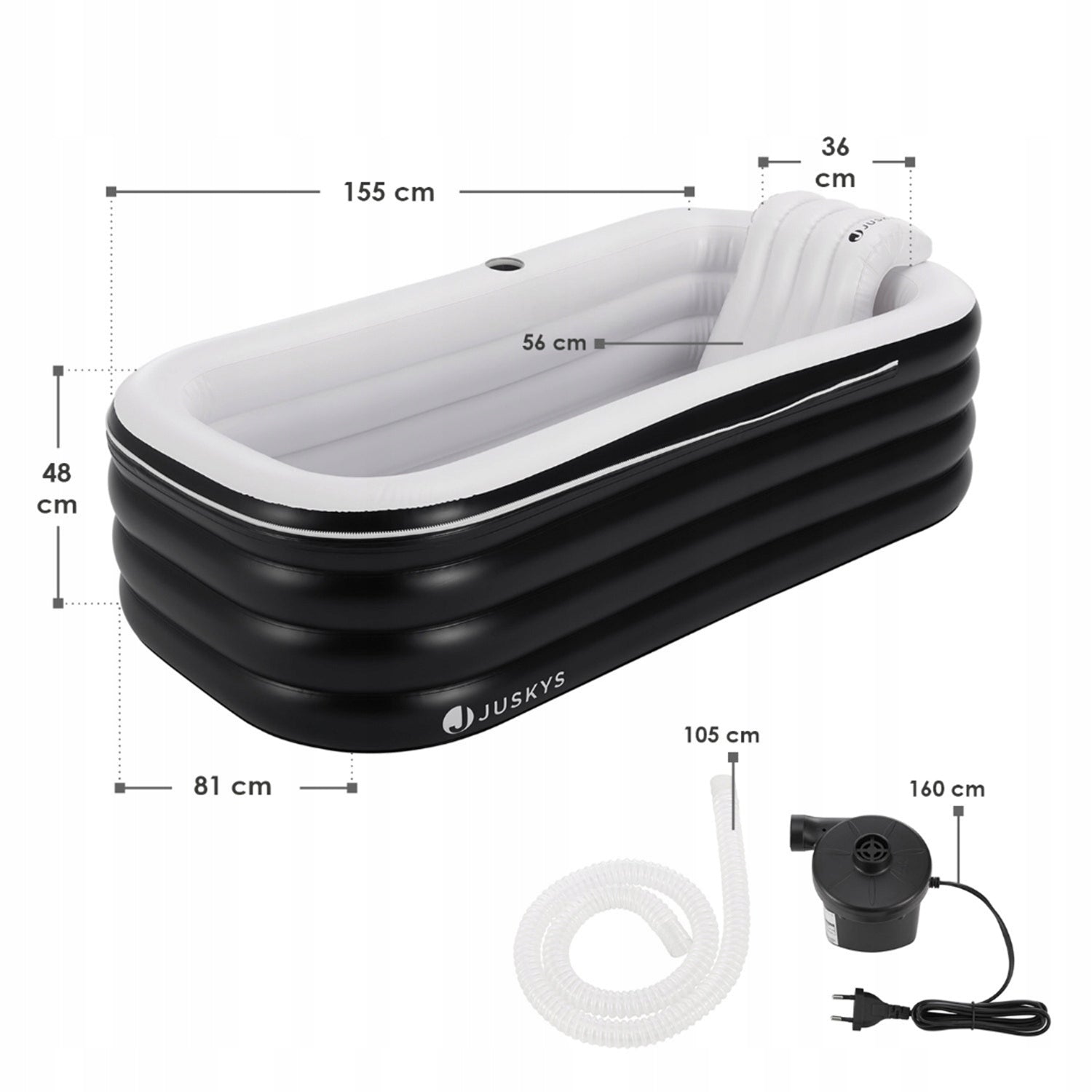 INFLATABLE FOLDING BATHTUB 300L PUMP COVER GARDEN POOL FOR ADULTS Volume 300 l